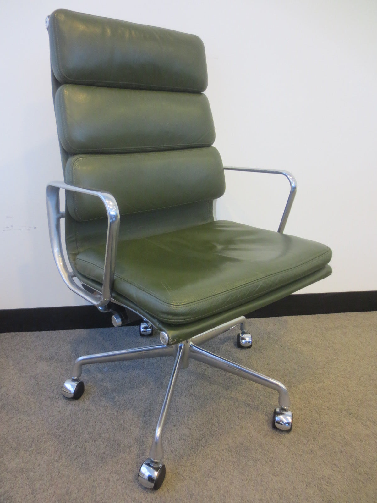 Herman Miller Eames Executive Soft Pad Chair in Dark Green Leather