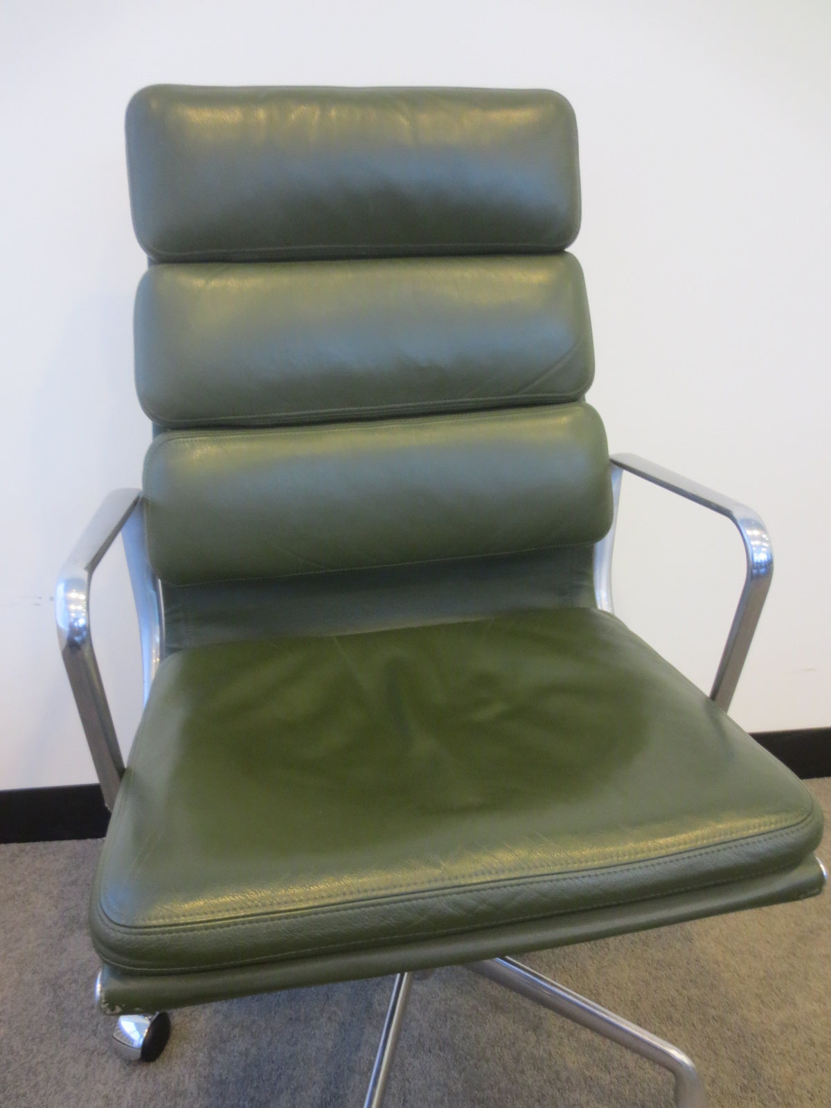 Herman Miller Eames Executive Soft Pad Chair in Dark Green Leather