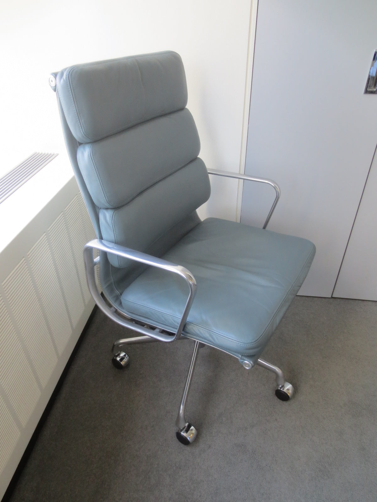 Herman Miller Eames Executive Soft Pad Chair in Light Blue Leather