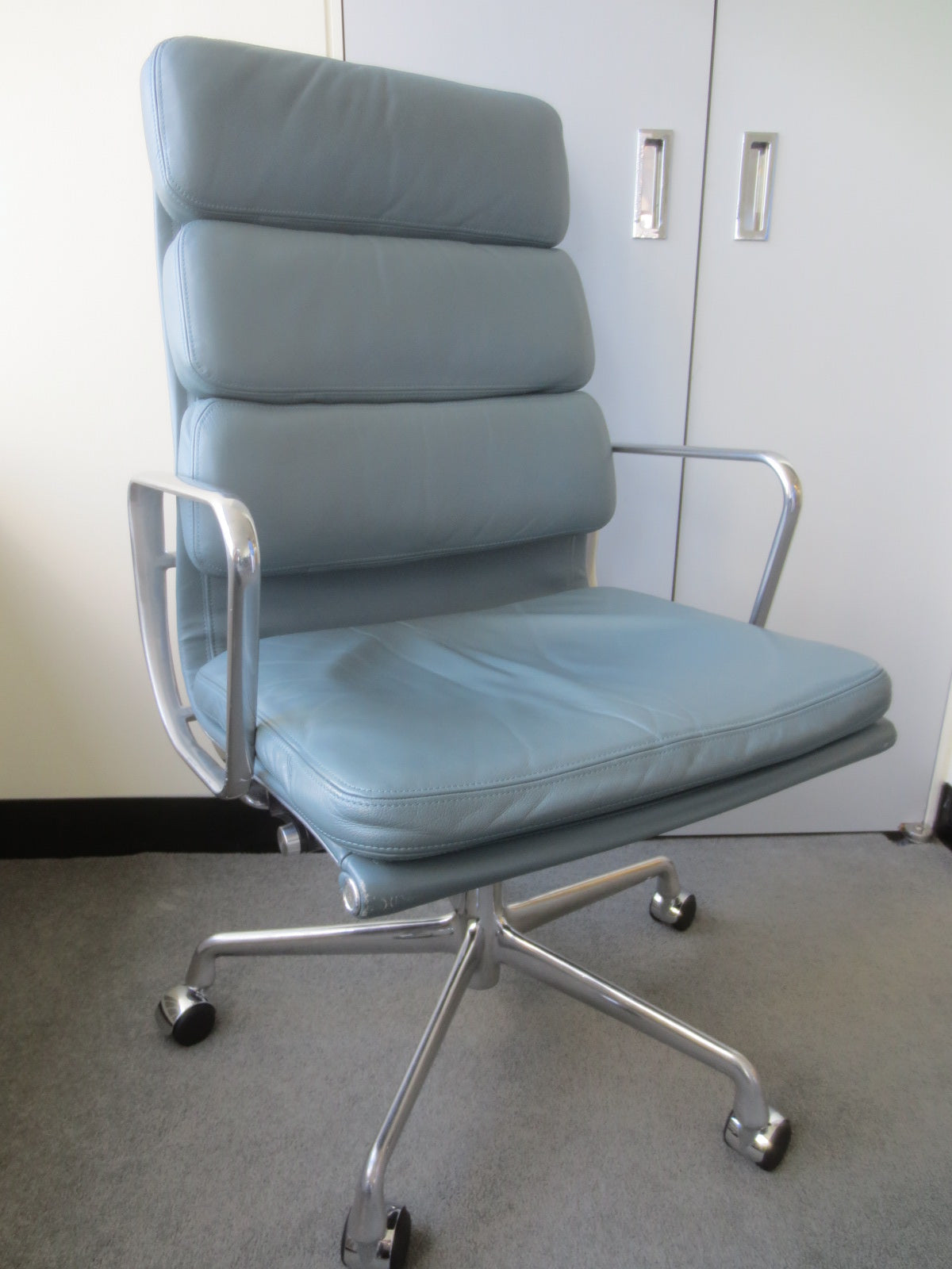 Herman Miller Eames Executive Soft Pad Chair in Light Blue Leather