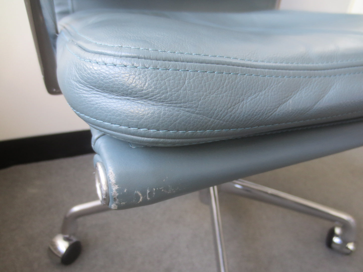 Herman Miller Eames Executive Soft Pad Chair in Light Blue Leather