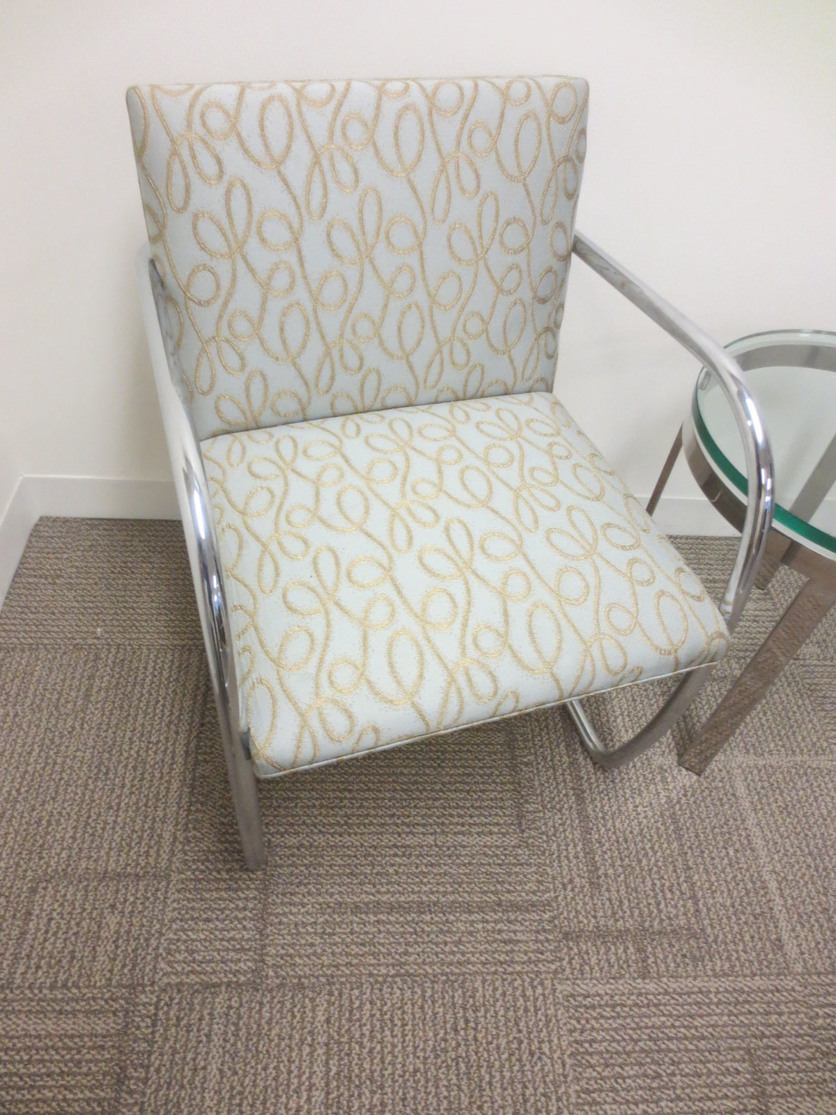 Knoll BRNO Chair in Gold Loop Patterned Fabric