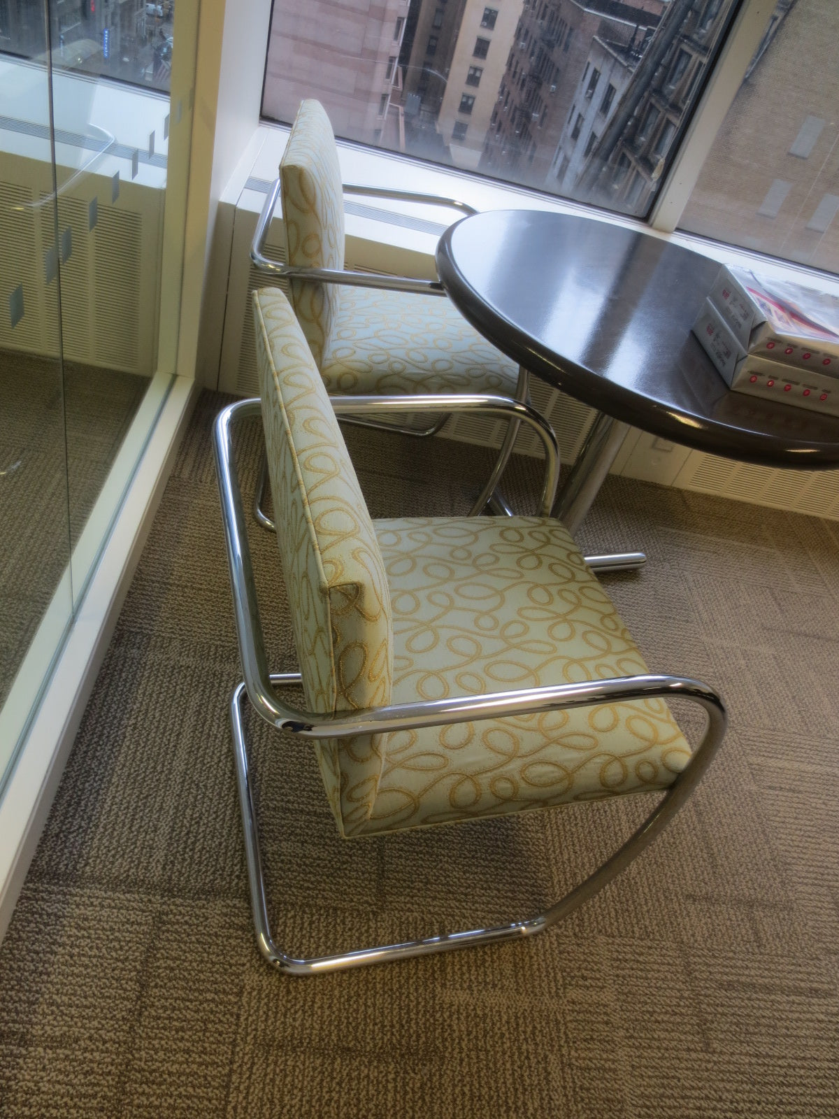 Knoll BRNO Chair in Gold Loop Patterned Fabric