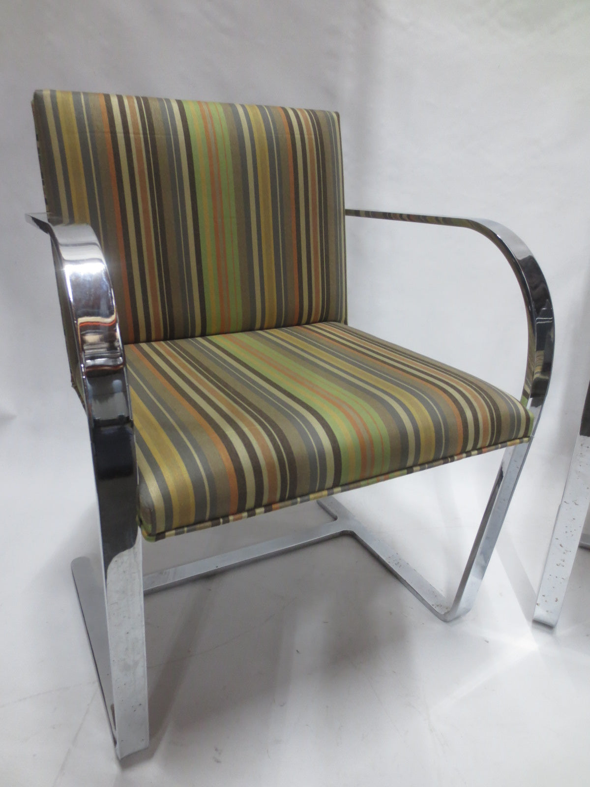 Gordon International BRNO Chairs with Striped Upholstery - A Pair