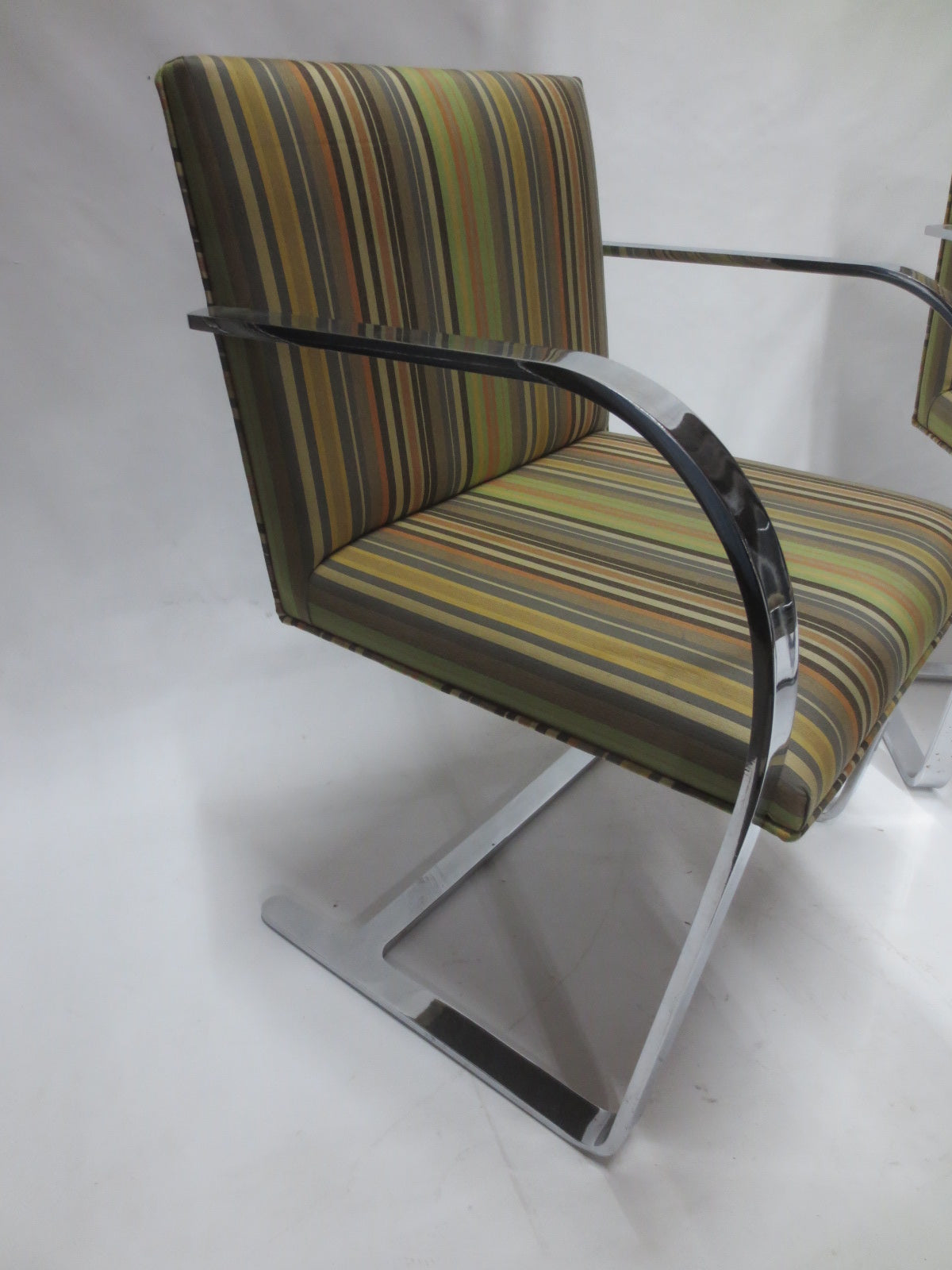 Gordon International BRNO Chairs with Striped Upholstery - A Pair