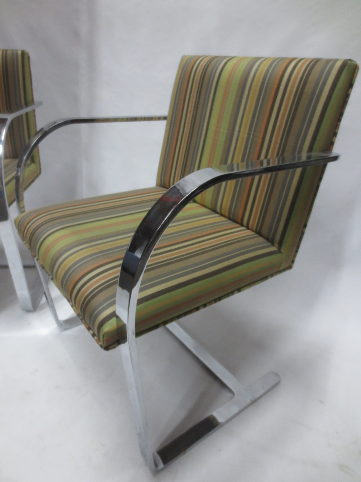 Gordon International BRNO Chairs with Striped Upholstery - A Pair