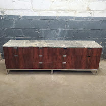 Florence Knoll 10-Drawer Rosewood Credenza with Marble Top