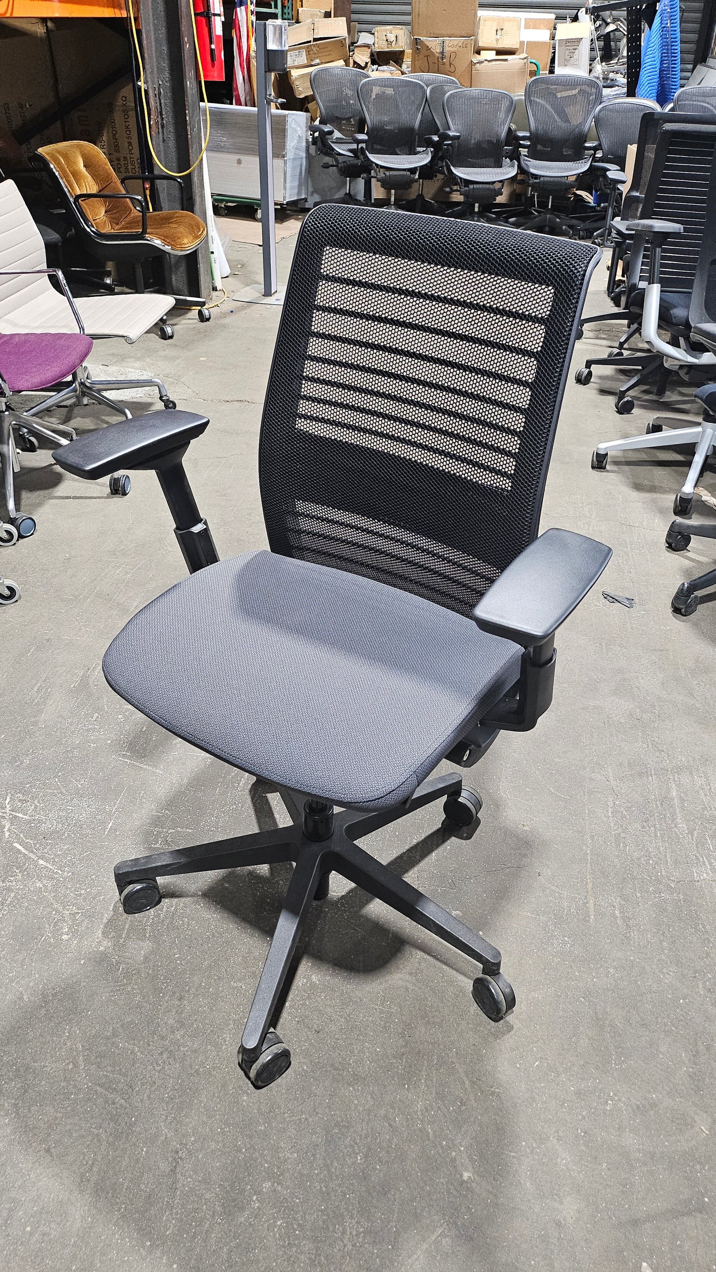 Steelcase Think V2 Ergonomic Office Chair with Grey Fabric Seat