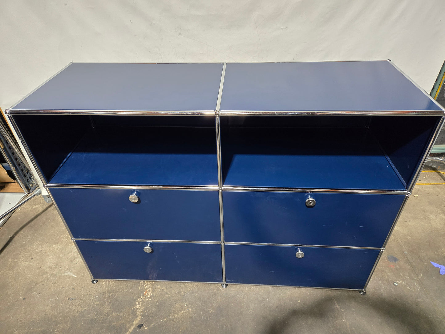 USM Haller Cabinet / Dresser 2x3 with 4 Drawers and 2 Shelves in Steel Blue