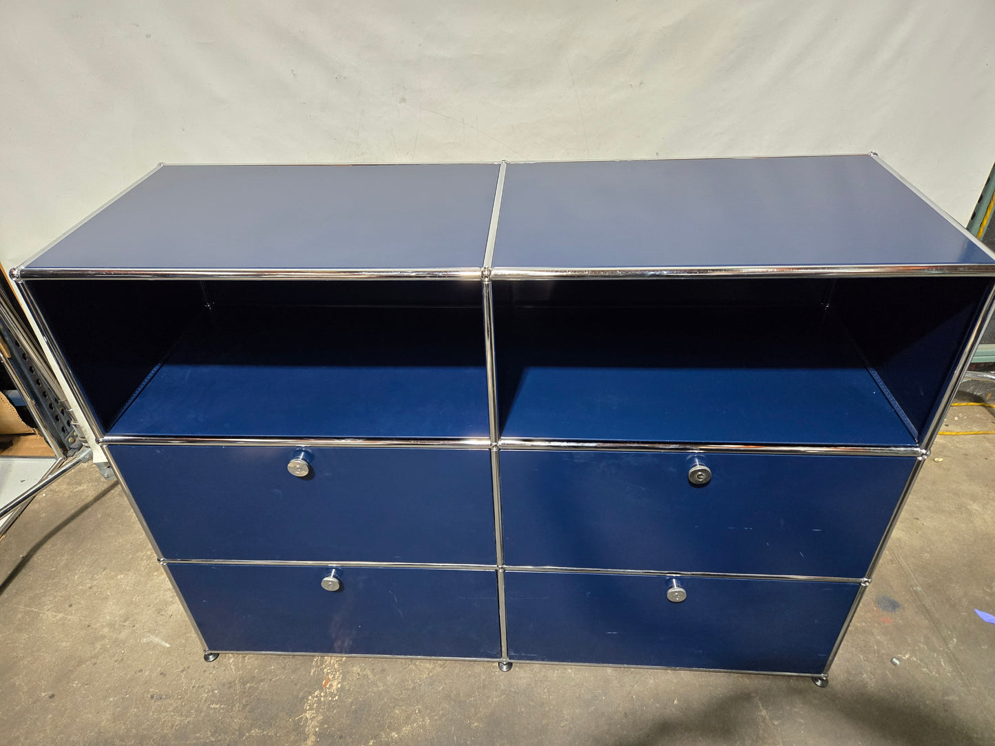 USM Haller Cabinet / Dresser 2x3 with 4 Drawers and 2 Shelves in Steel Blue