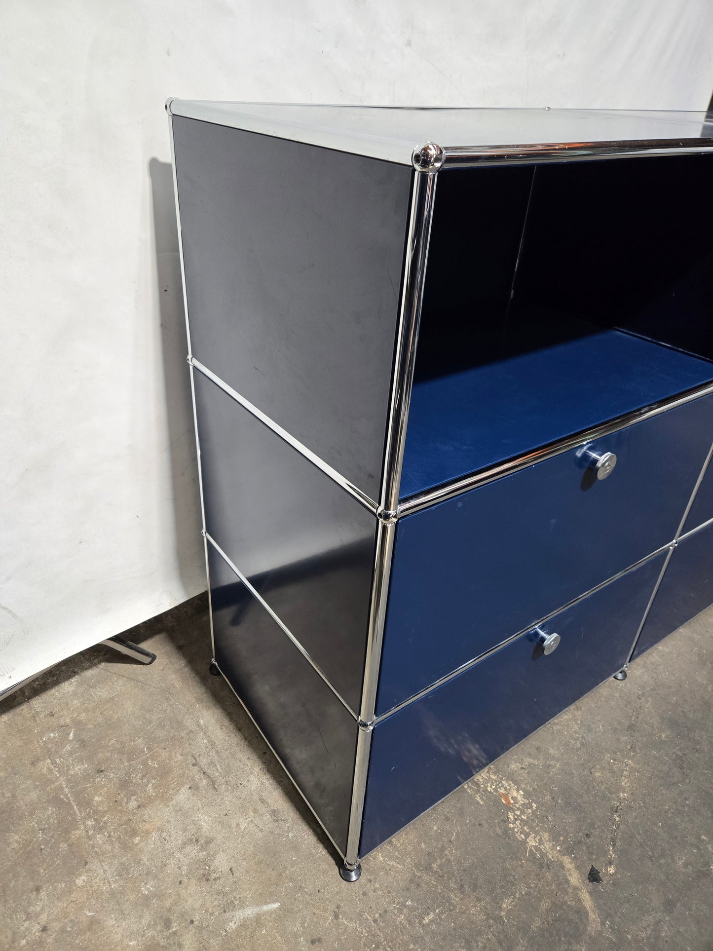 USM Haller Cabinet / Dresser 2x3 with 4 Drawers and 2 Shelves in Steel Blue