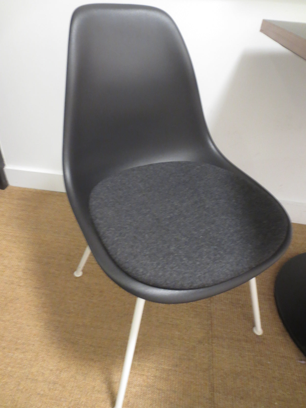 Herman Miller Eames Plastic Molded Chair in Black with Cushion