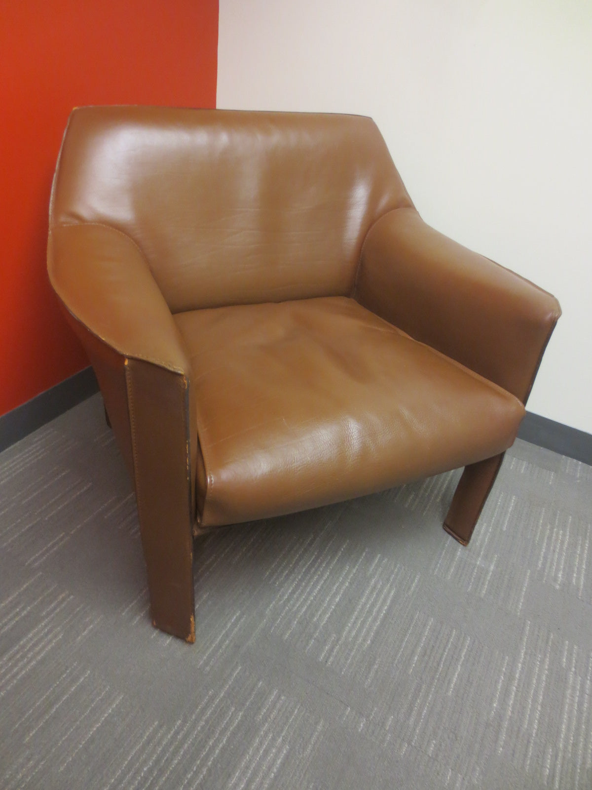 Cassina Mario Bellini CAB Lounge Chair in Brown Leather