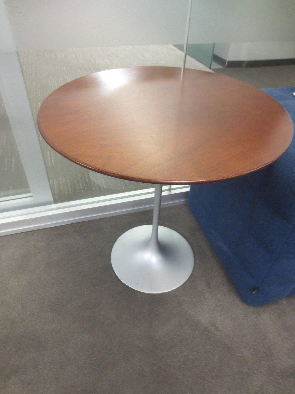 Knoll Saarinen Walnut Side Table with Platinum Tulip Base