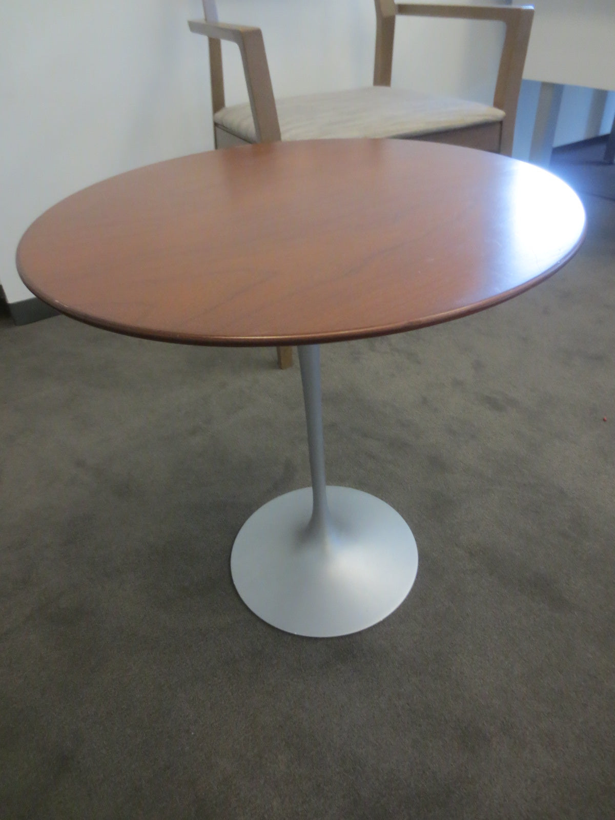 Knoll Saarinen Walnut Side Table with Platinum Tulip Base