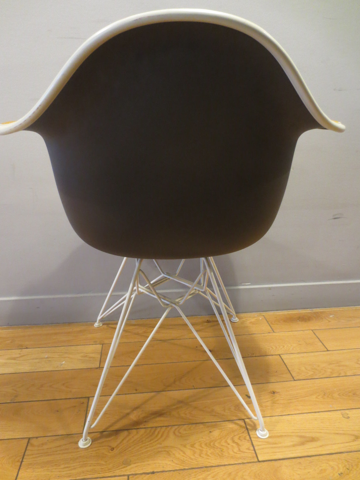 Herman Miller Eames Molded Armchair with Eiffel Legs in Yellow Fabric
