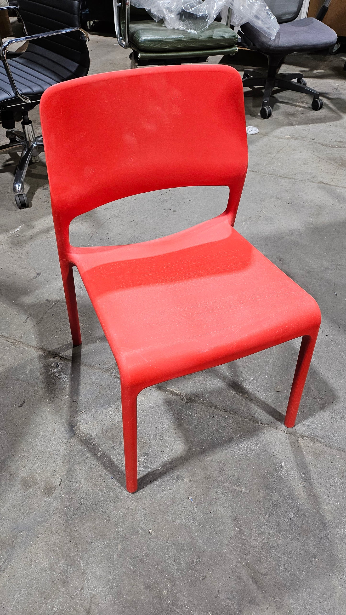 Knoll Spark Stacking Side Chair in Red (Noticeable Wear)