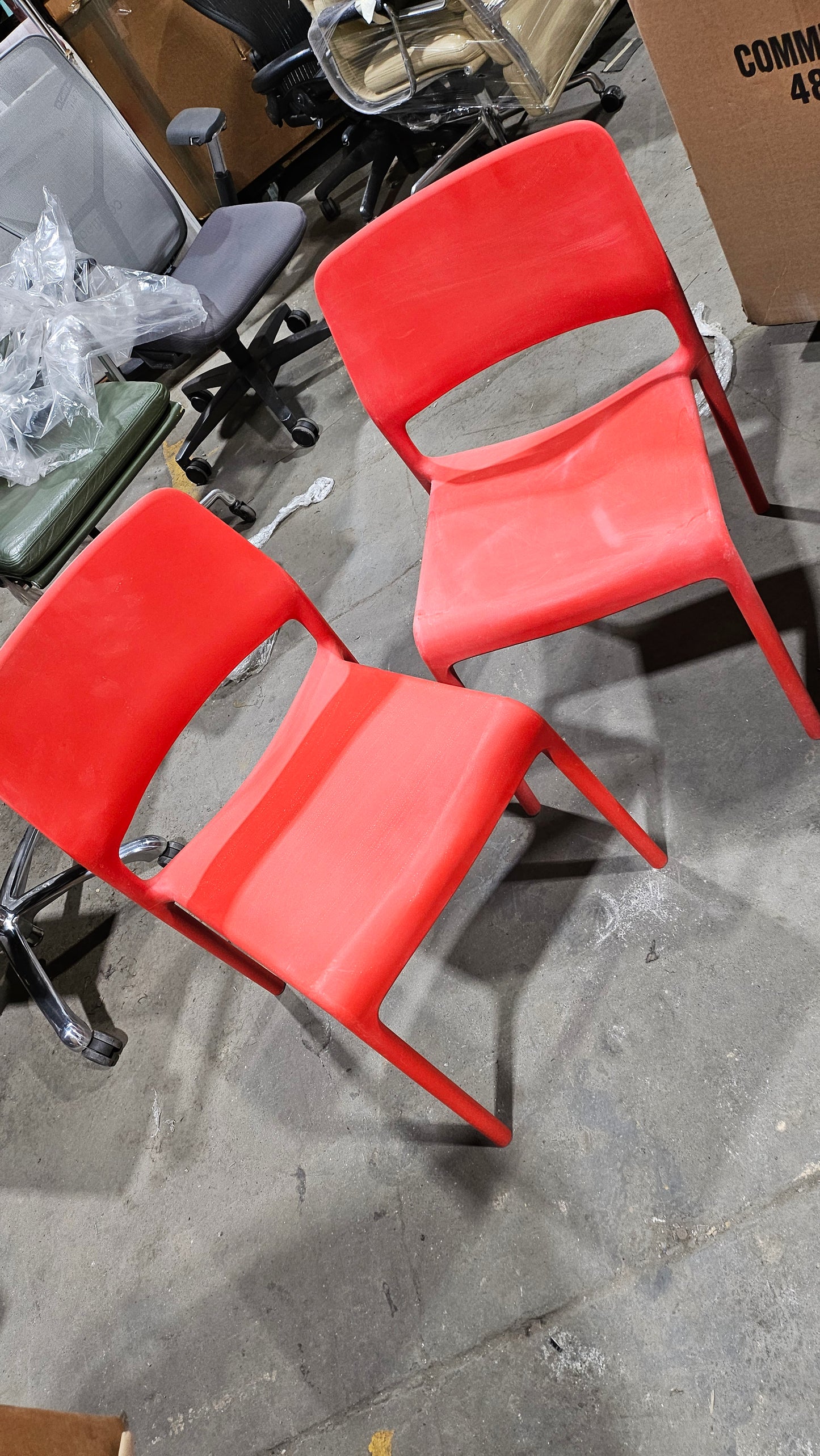 Knoll Spark Stacking Side Chair in Red (Noticeable Wear)