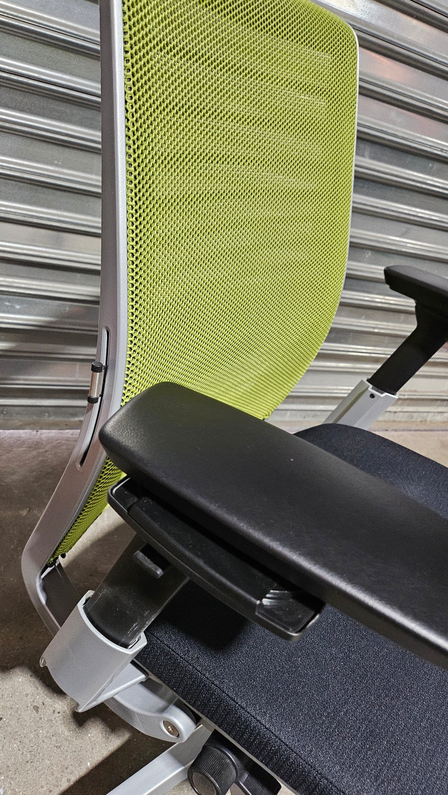 Steelcase Think V2 Chair in Green Back and Black Fabric Seat