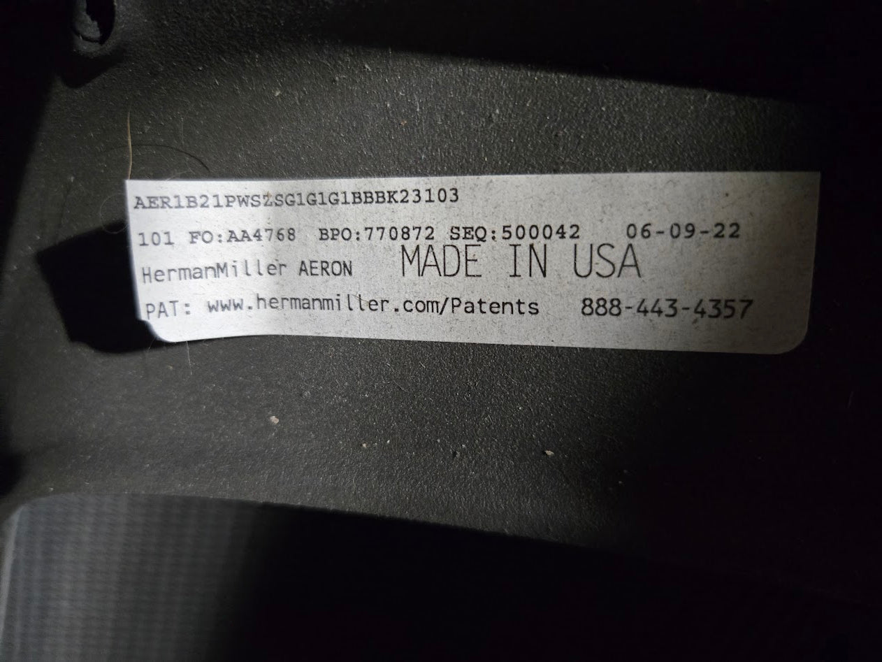 Herman Miller Remastered Aeron Chair, Size B, in Graphite