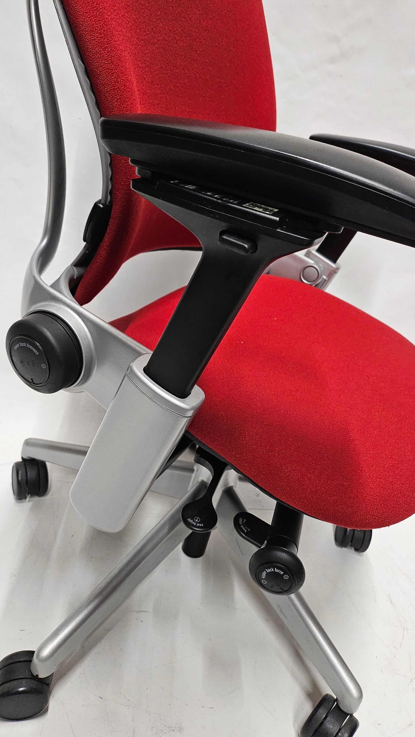 Steelcase Leap V2 Chair in Red Fabric with Silver Frame and Base