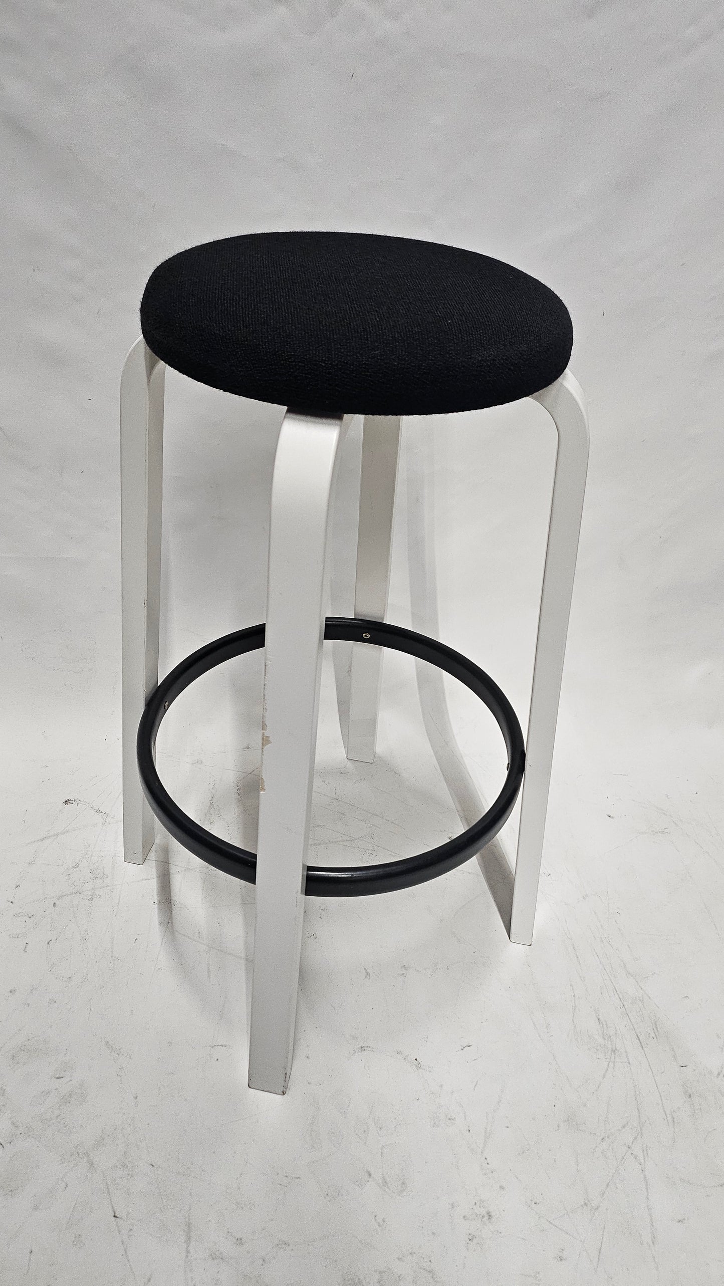 Artek Alvar Aalto Model 64 Bar Height Stool with Upholstered Seat