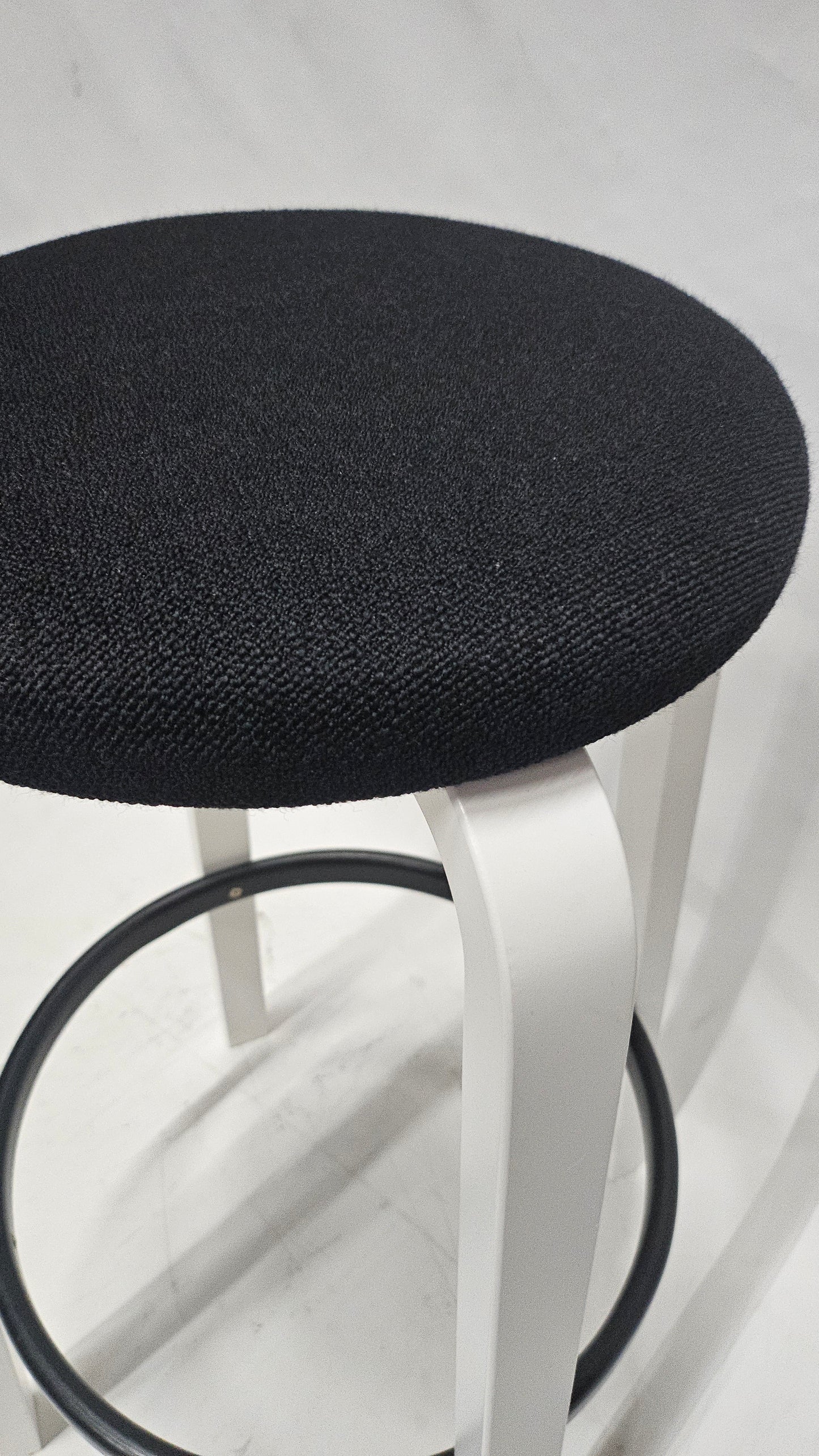 Artek Alvar Aalto Model 64 Bar Height Stool with Upholstered Seat