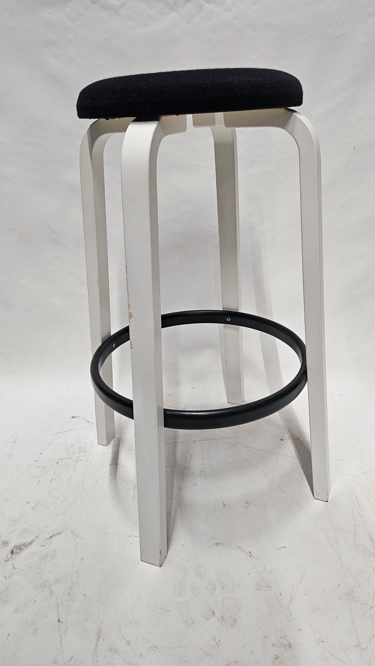 Artek Alvar Aalto Model 64 Bar Height Stool with Upholstered Seat