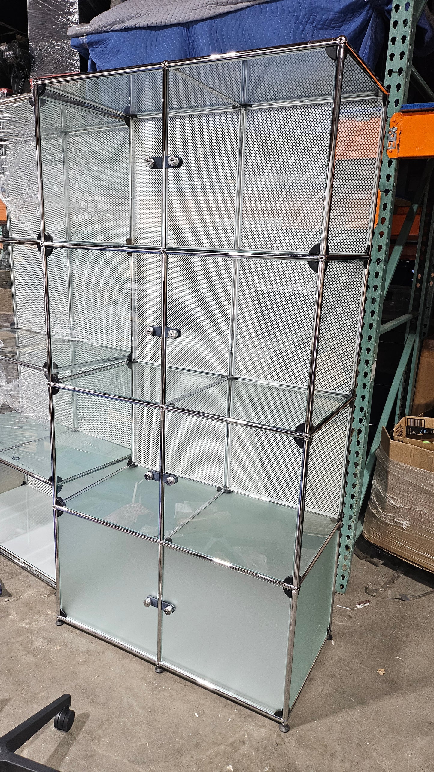 USM Haller 2x4 Cabinet with Glass Doors