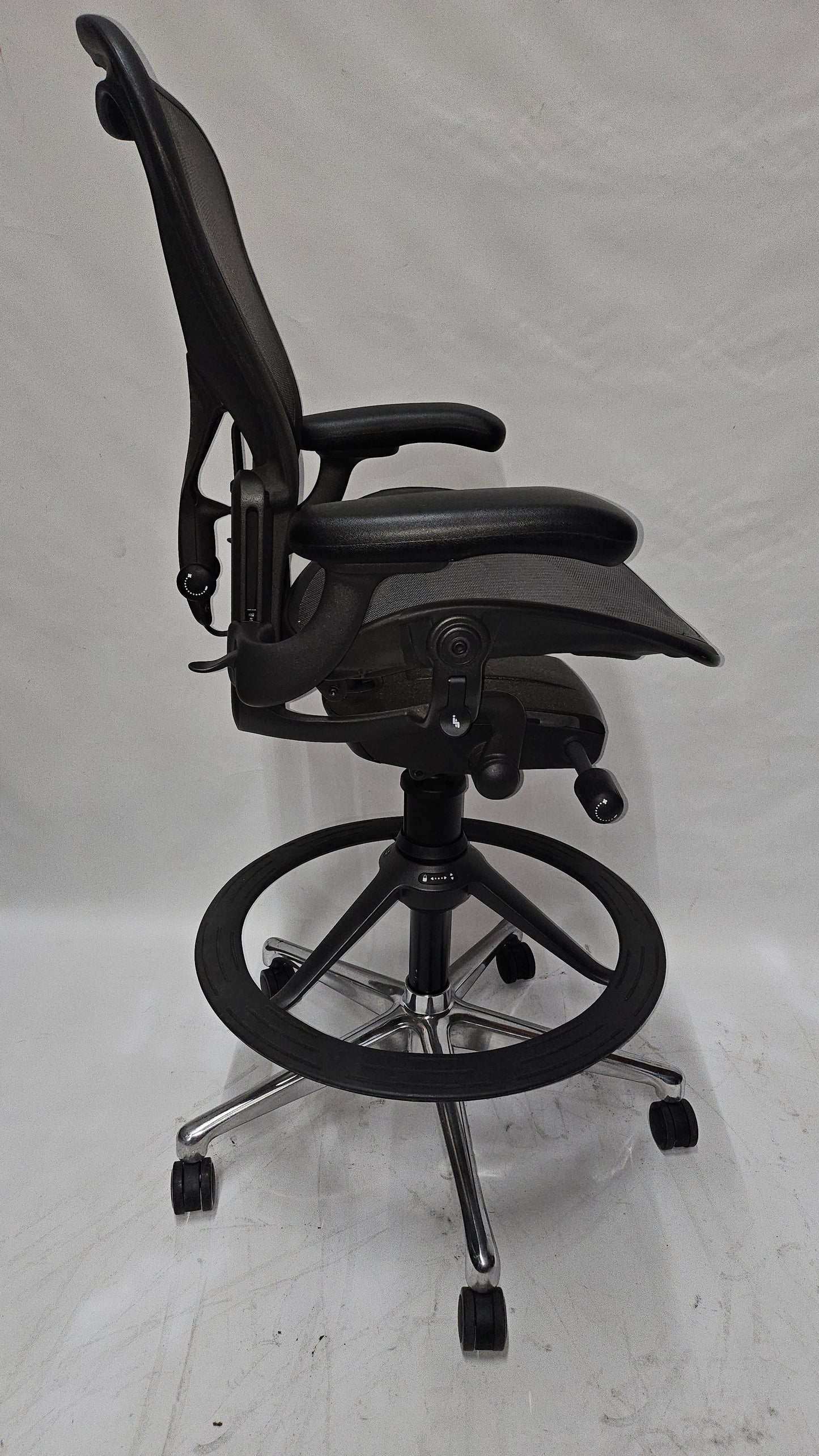 Herman Miller Remastered Aeron Drafting Stool with Aluminum Base, Size B, with PostureFit