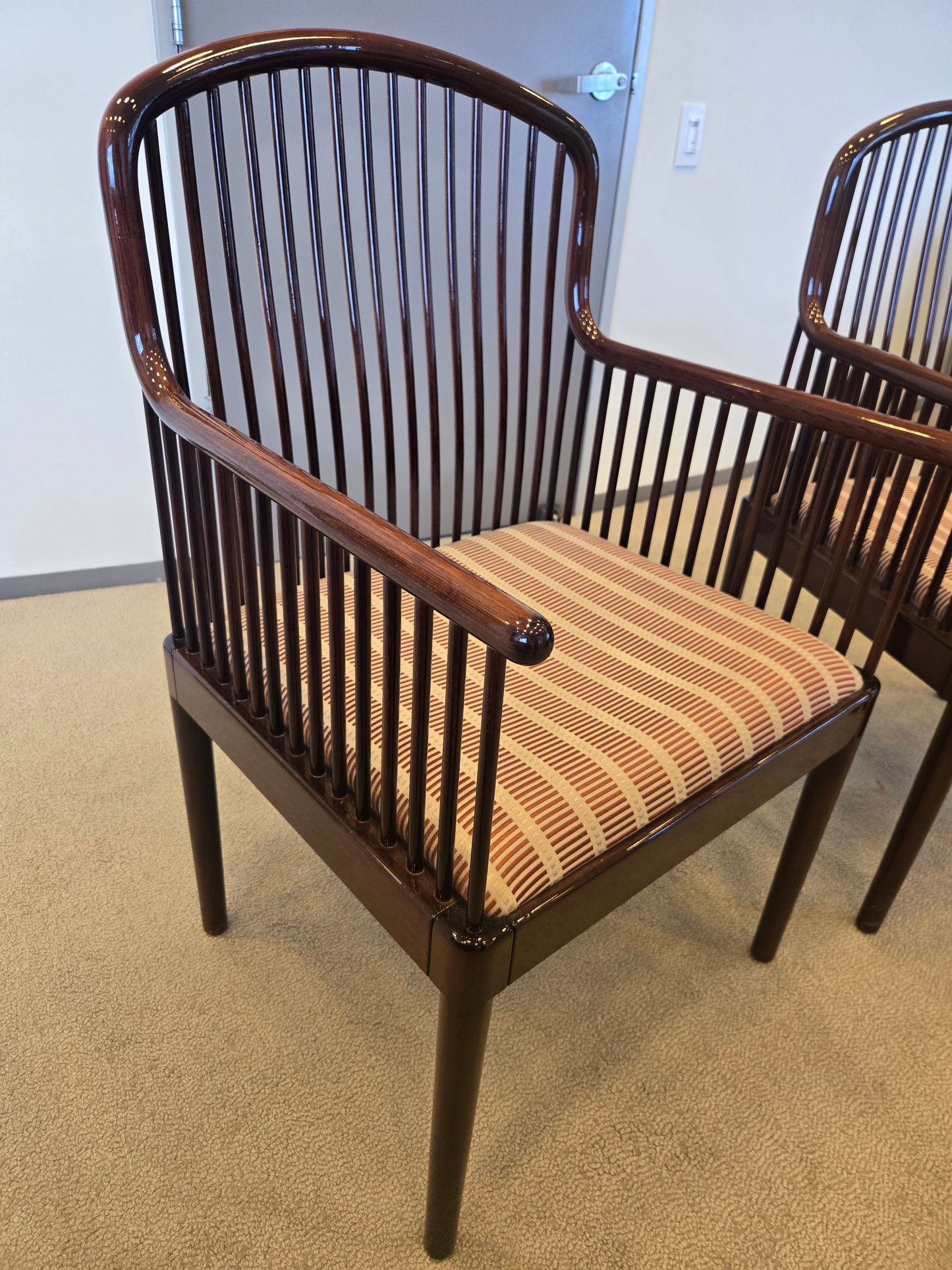 Stendig Davis Allen Andover Chairs with Maroon Striped Upholstery - A Pair