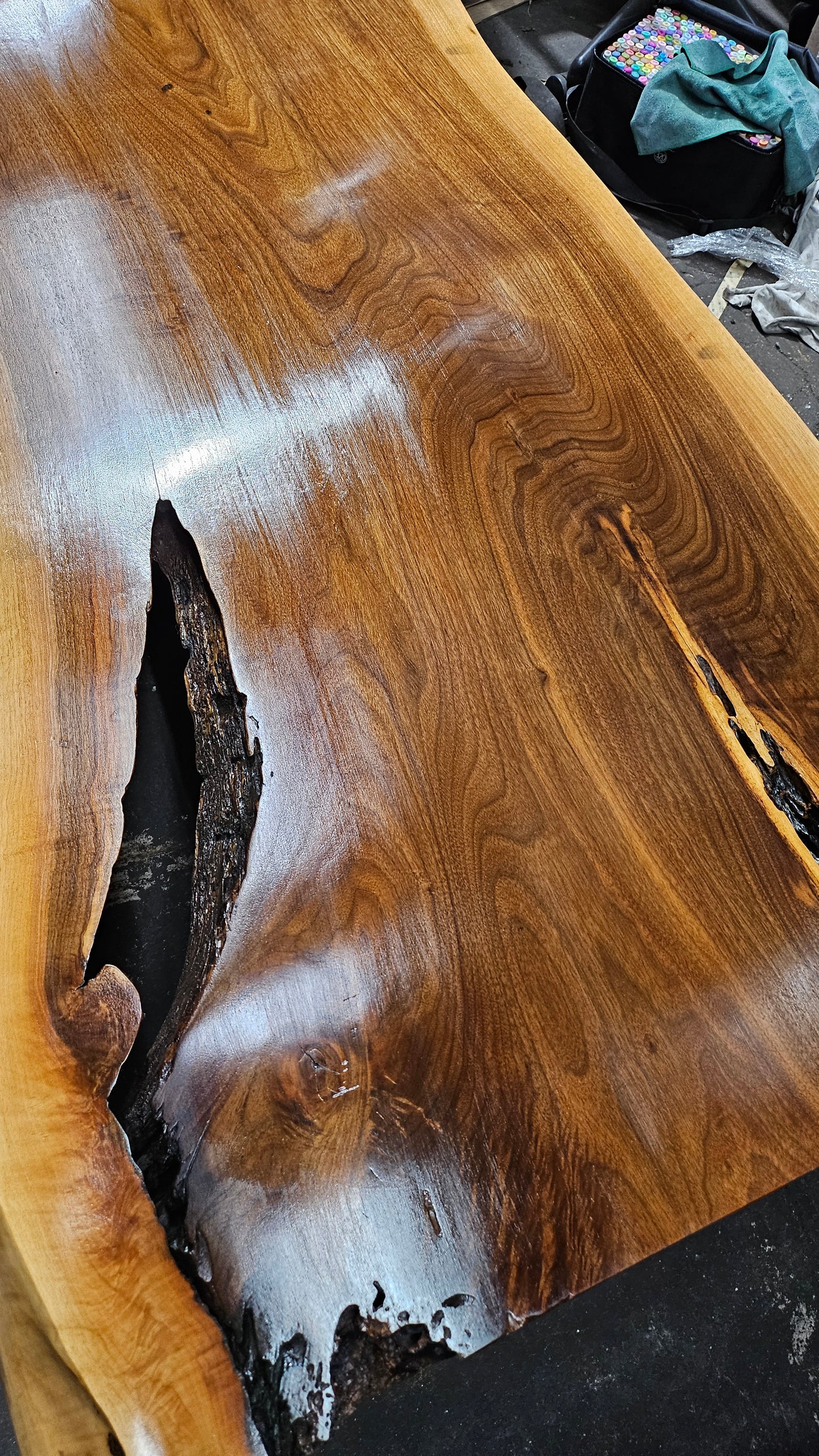 Custom Reclaimed Wood Live Edge Waterfall Coffee Table