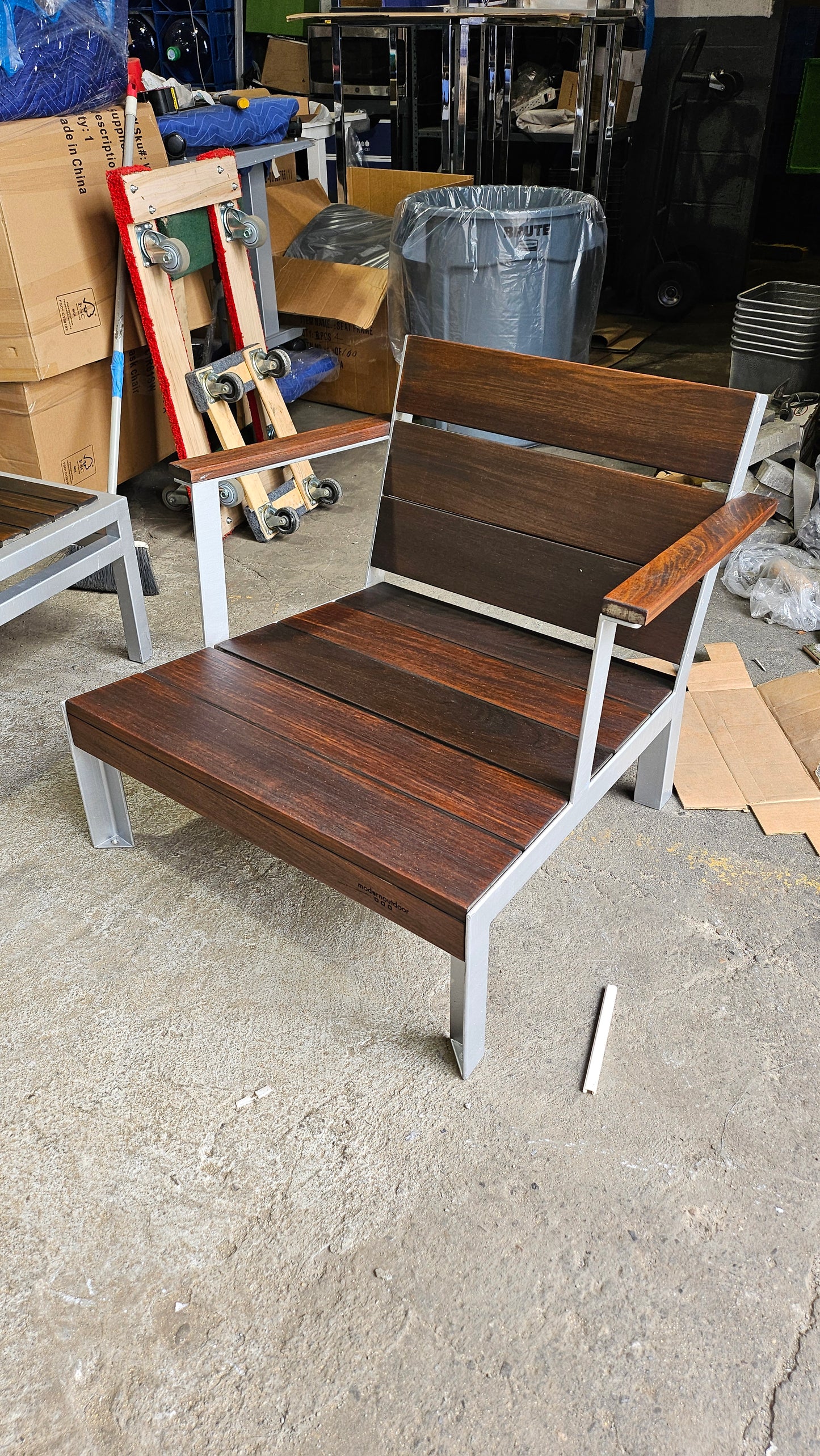 Modern Outdoor Etra Square Coffee Table and 2 Club Chairs
