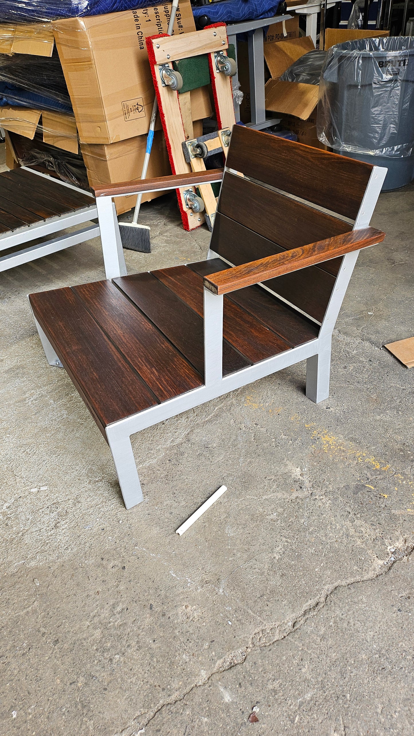 Modern Outdoor Etra Square Coffee Table and 2 Club Chairs