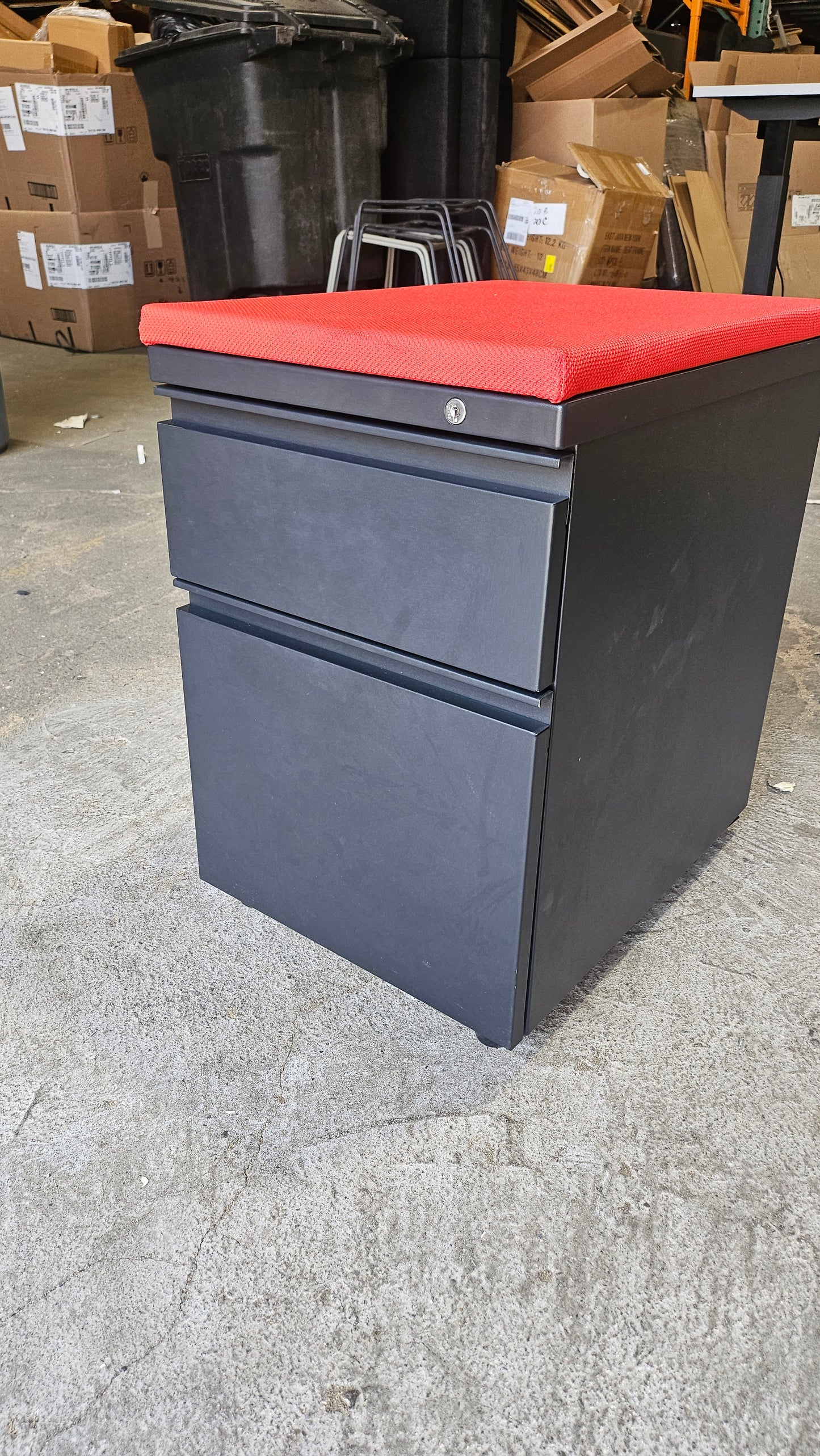 Herman Miller Meridian Mobile Pedestal with Red Cushion