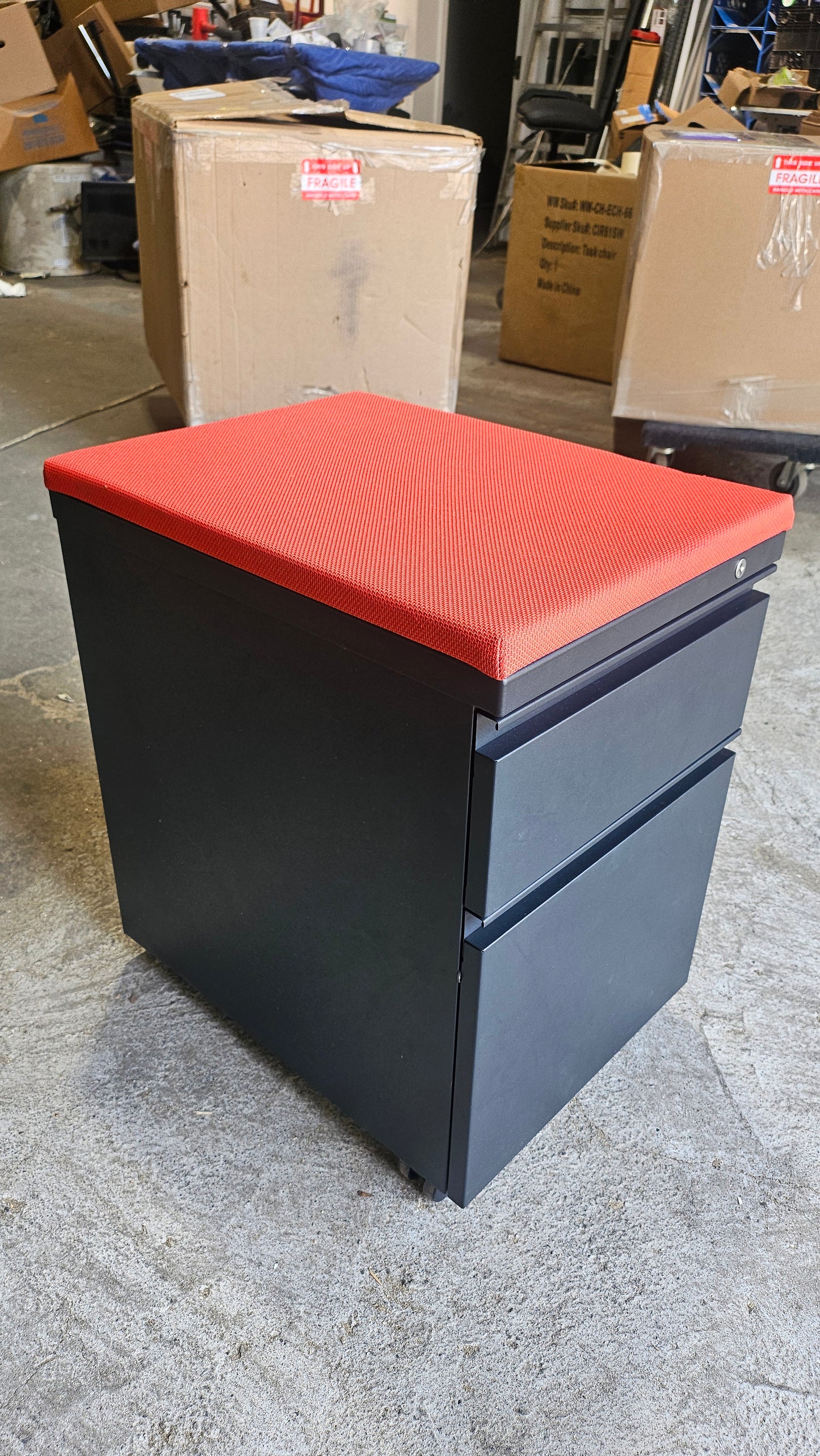 Herman Miller Meridian Mobile Pedestal with Red Cushion