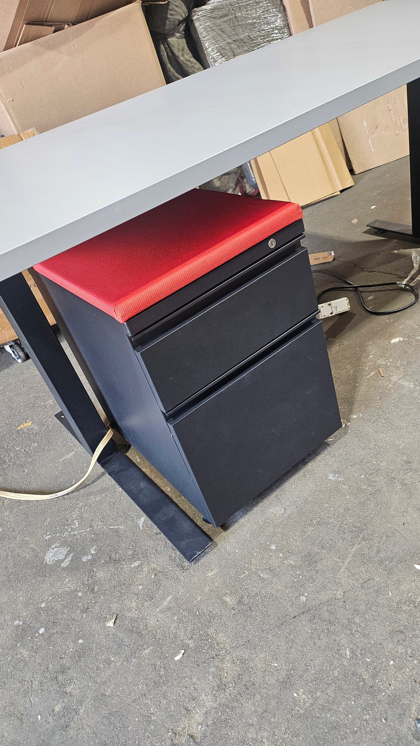 Herman Miller Meridian Mobile Pedestal with Red Cushion