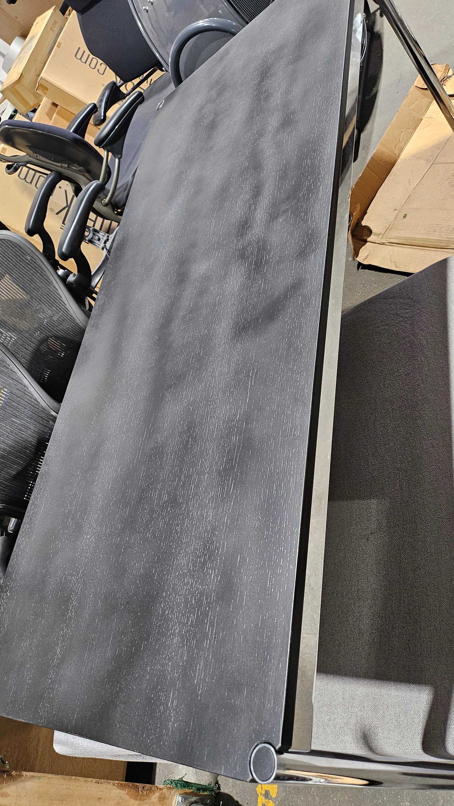 USM Haller T69 30x69-in Desk-Table in Black Oak Veneer