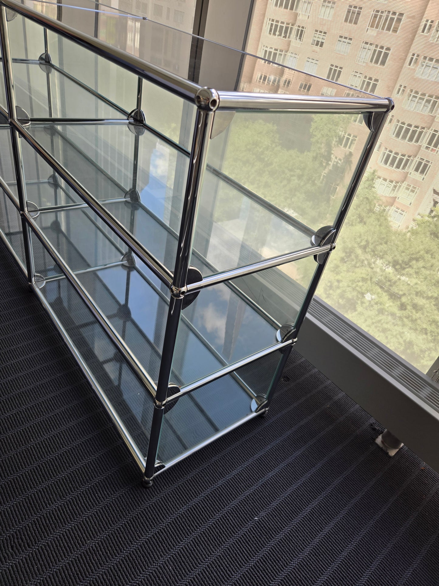USM Haller 2x3 6-Shelf Bookcase in Glass with Black Top