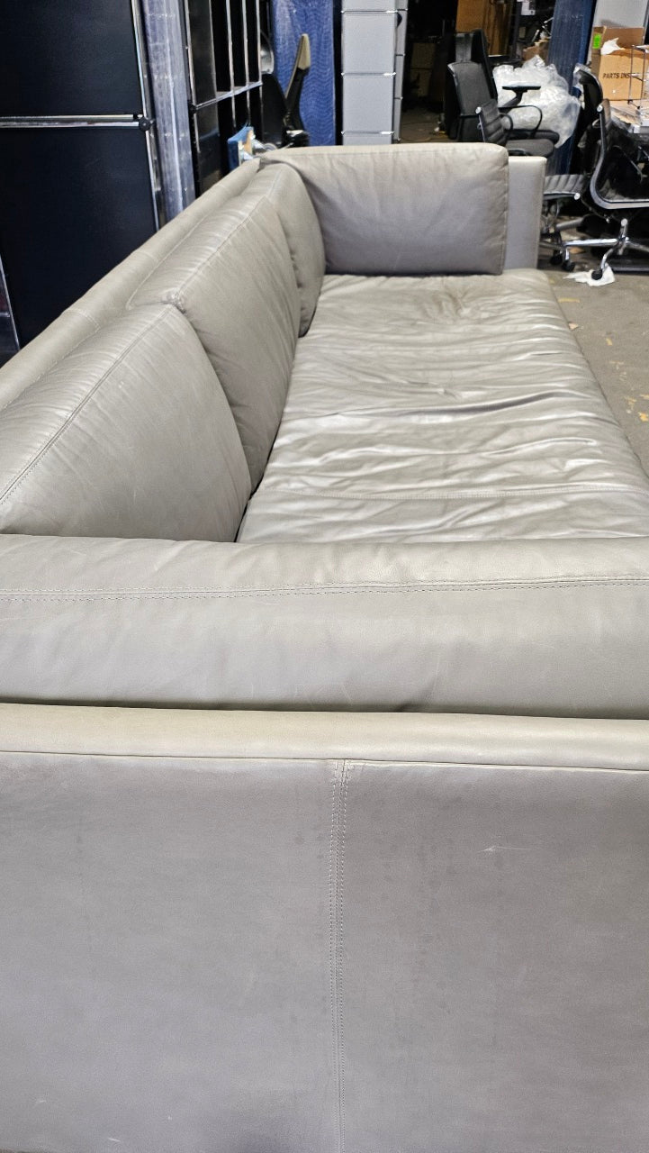 Restoration Hardware Cloud 10x3.5-ft Grey Leather Sofa (with Arms)