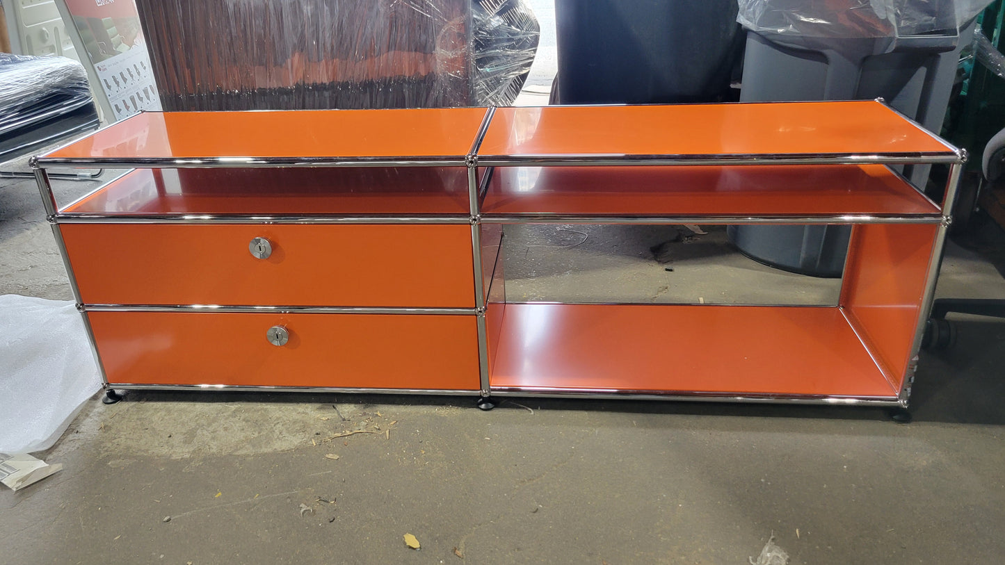 USM Haller 2x3 Cabinet / Dresser with 3 Shelves and 2 Drawers in Pure Orange