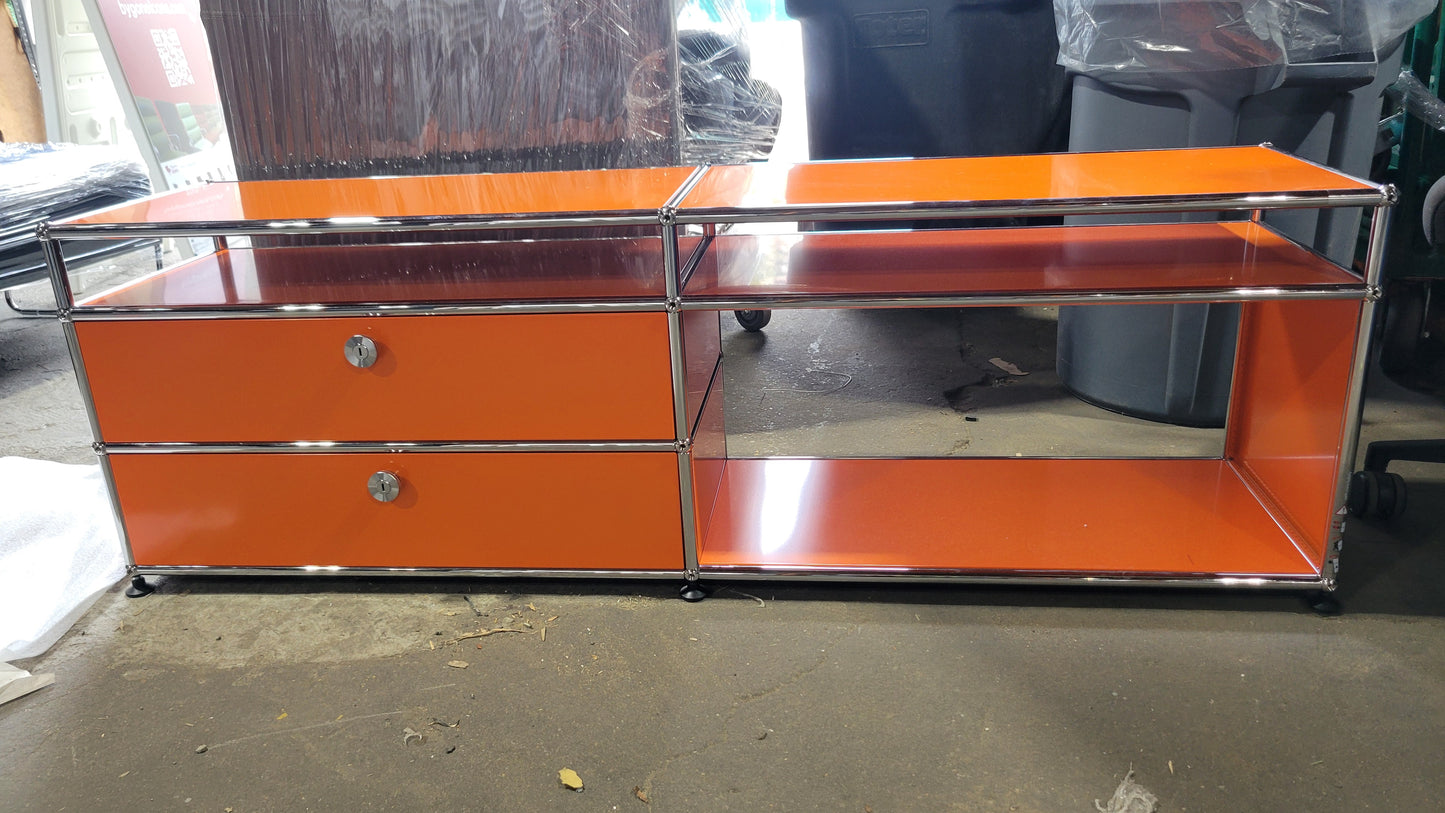 USM Haller 2x3 Cabinet / Dresser with 3 Shelves and 2 Drawers in Pure Orange