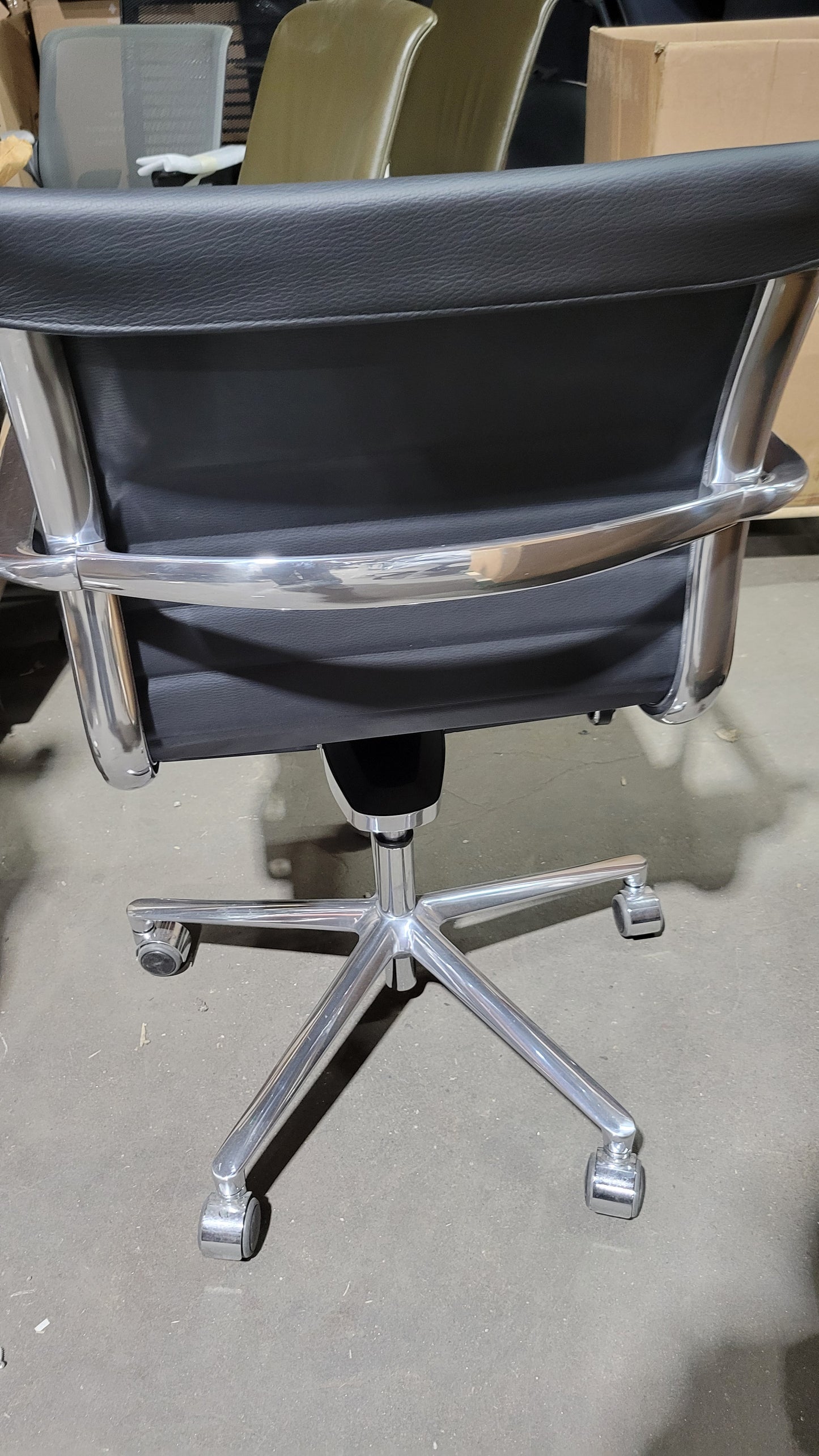 ICF Una Management Low Back Chair in Black Leather (New)