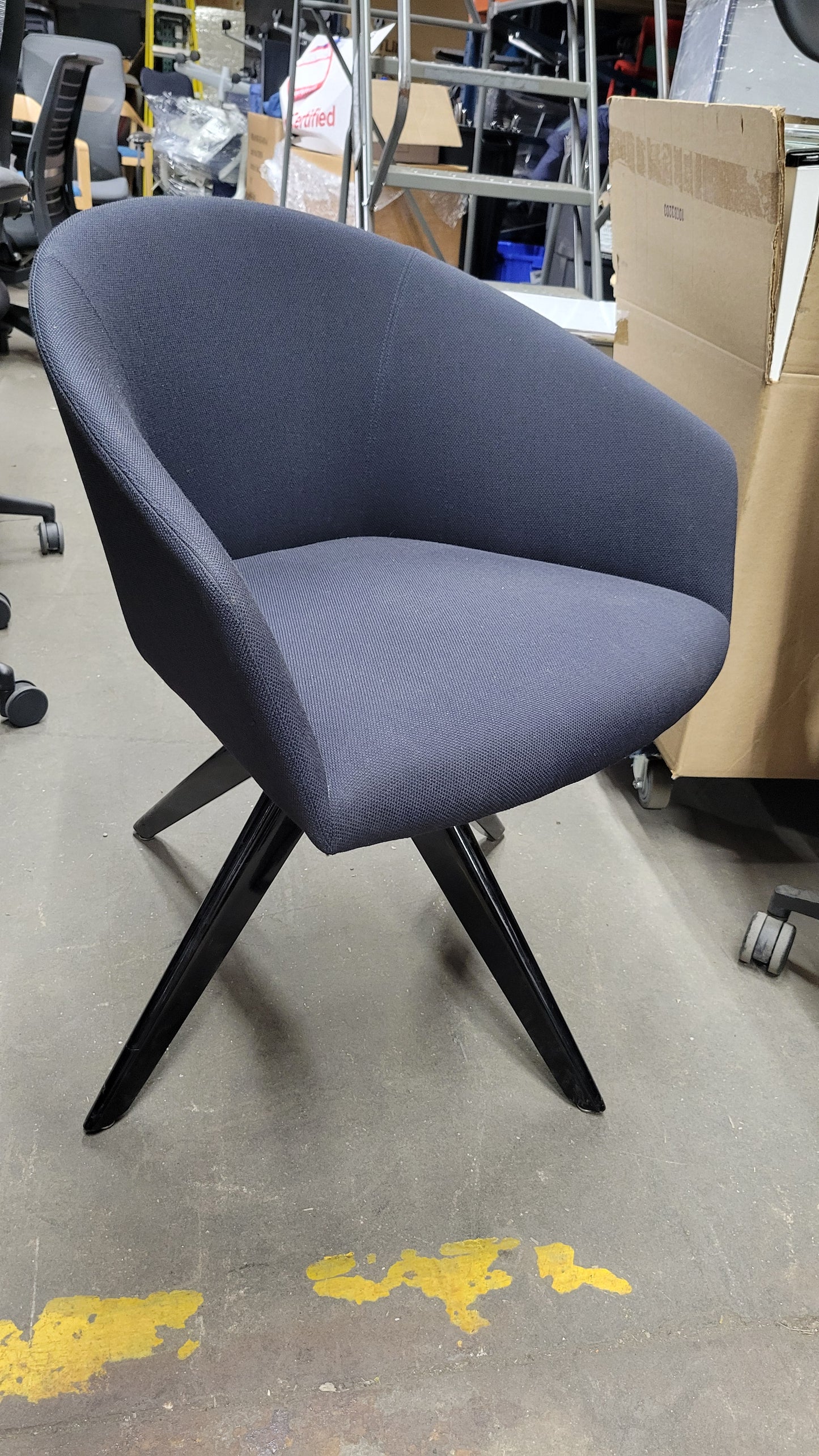 Andreu World Brandy (BU3017) Swivel Lounge Chair in Dark Grey Fabric