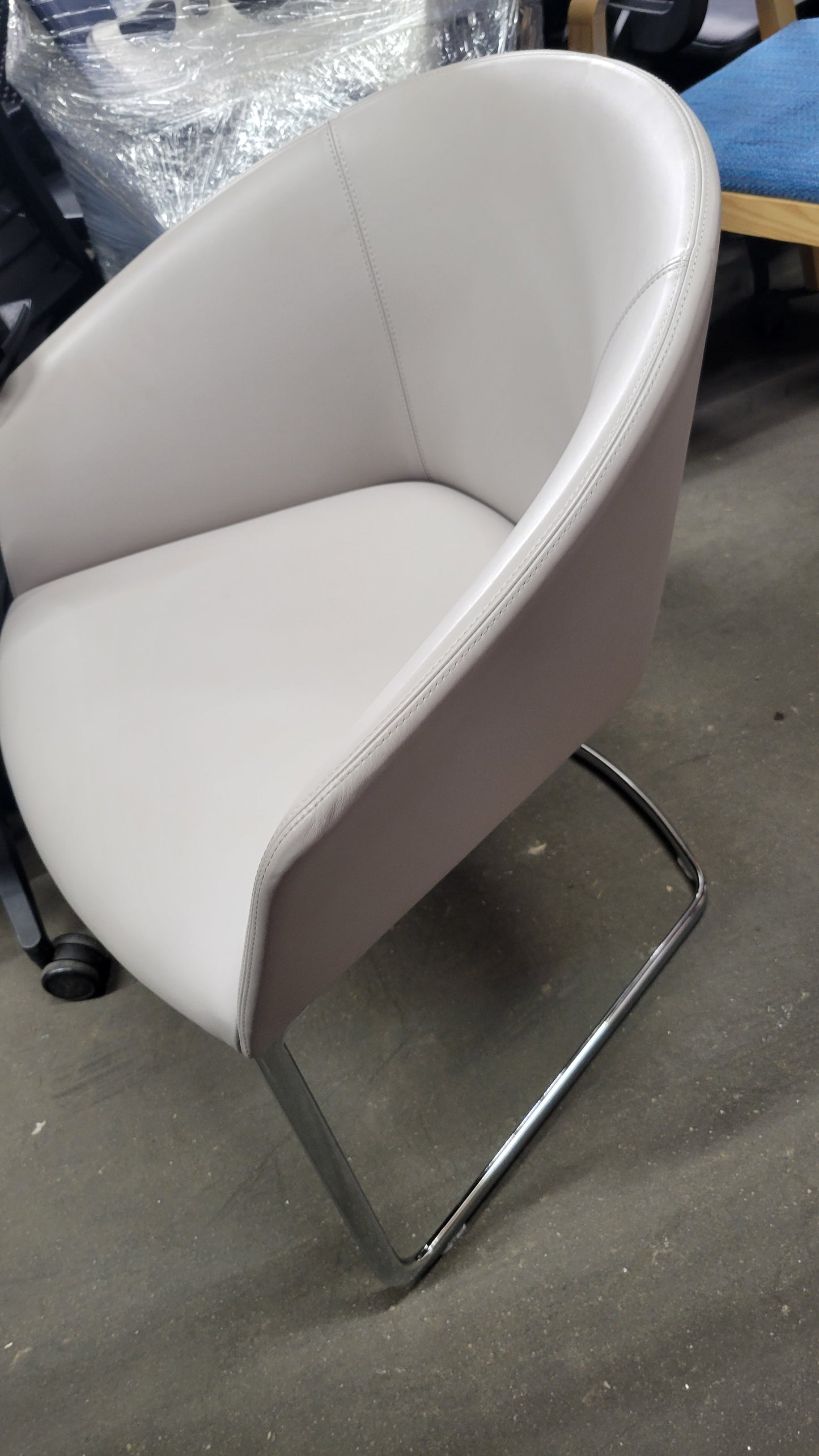 Andreu World Brandy (BU3018) Lounge Chair in Light Grey Eco Leather