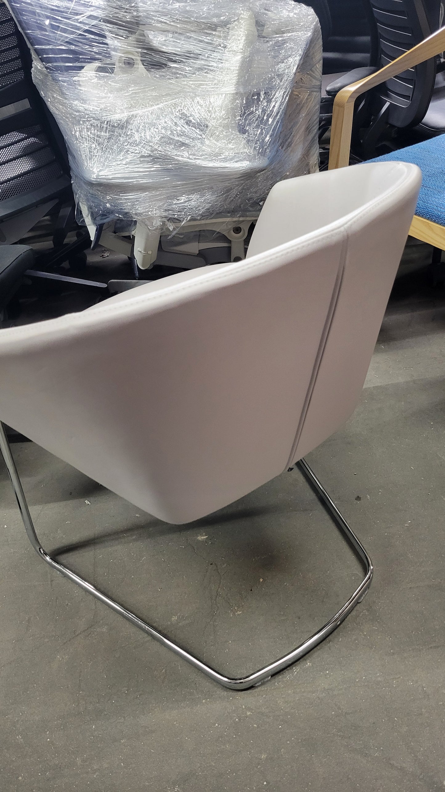 Andreu World Brandy (BU3018) Lounge Chair in Light Grey Eco Leather