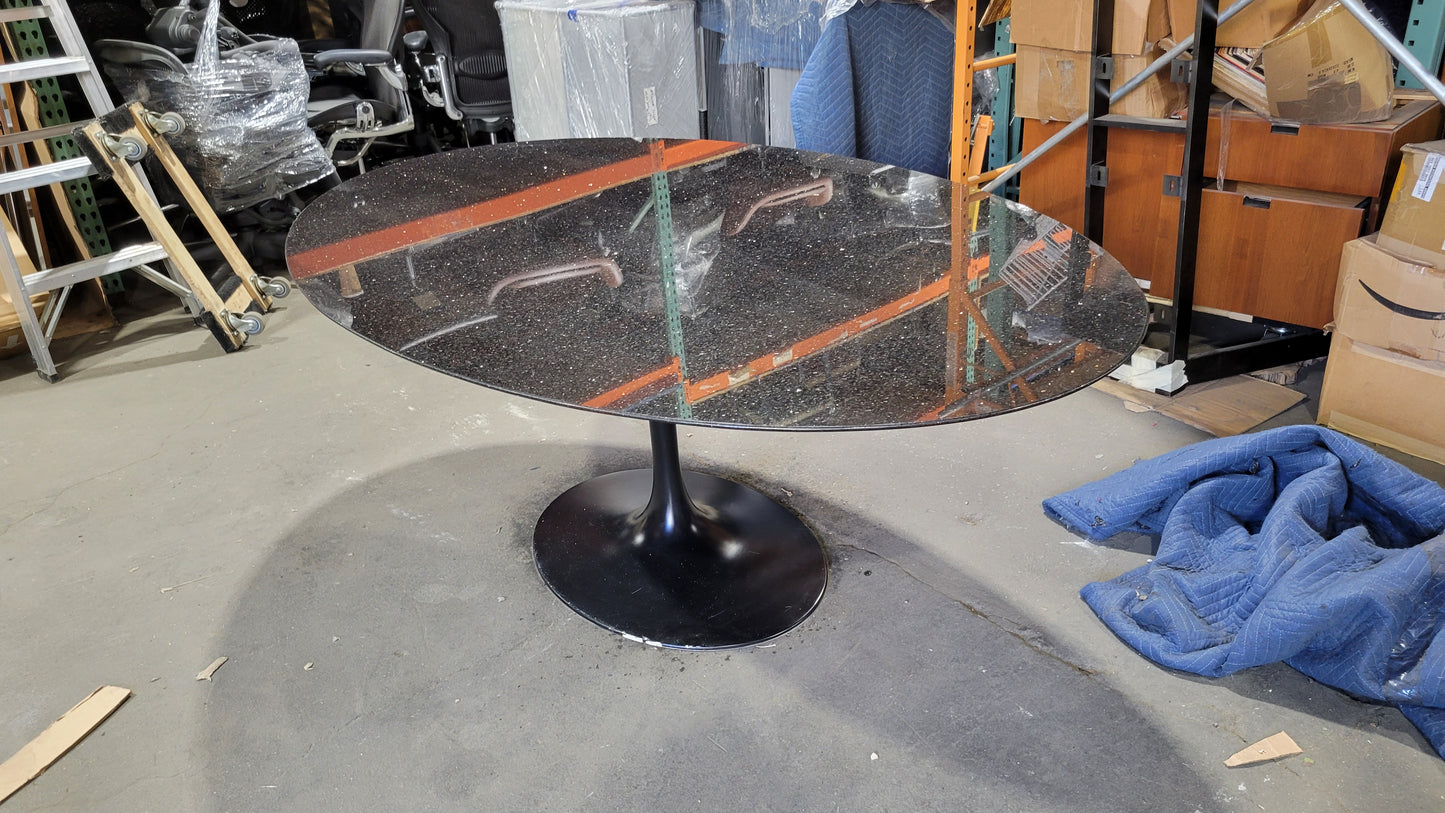 West Elm 6-ft Oval Tulip Dining Table with Black Stone Top