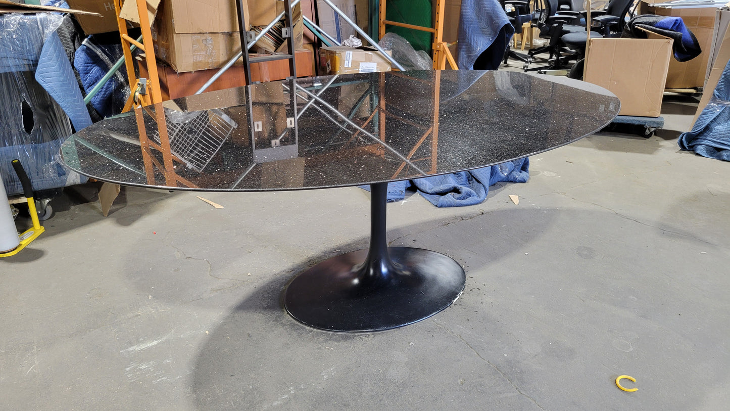 West Elm 6-ft Oval Tulip Dining Table with Black Stone Top