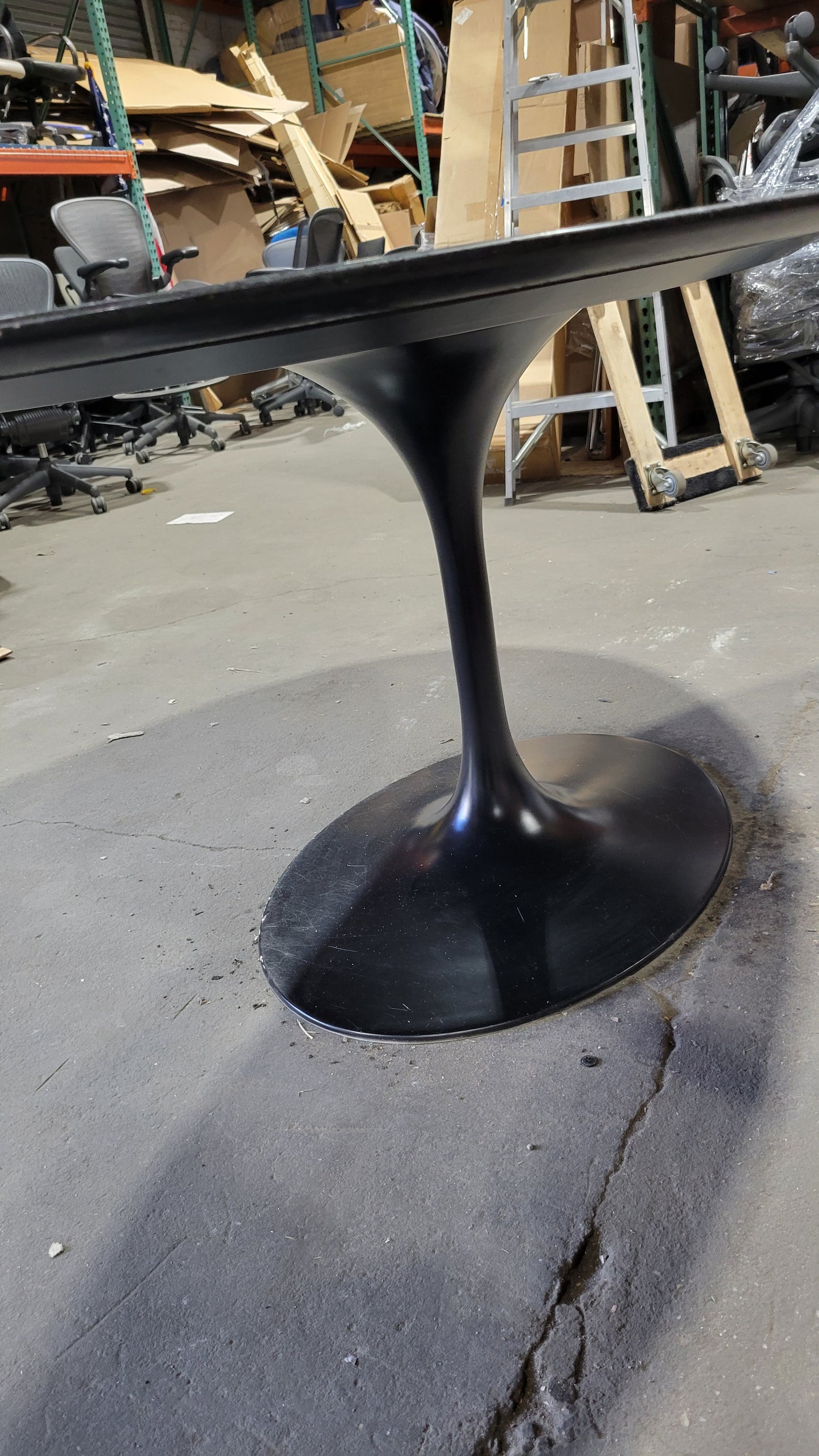 West Elm 6-ft Oval Tulip Dining Table with Black Stone Top