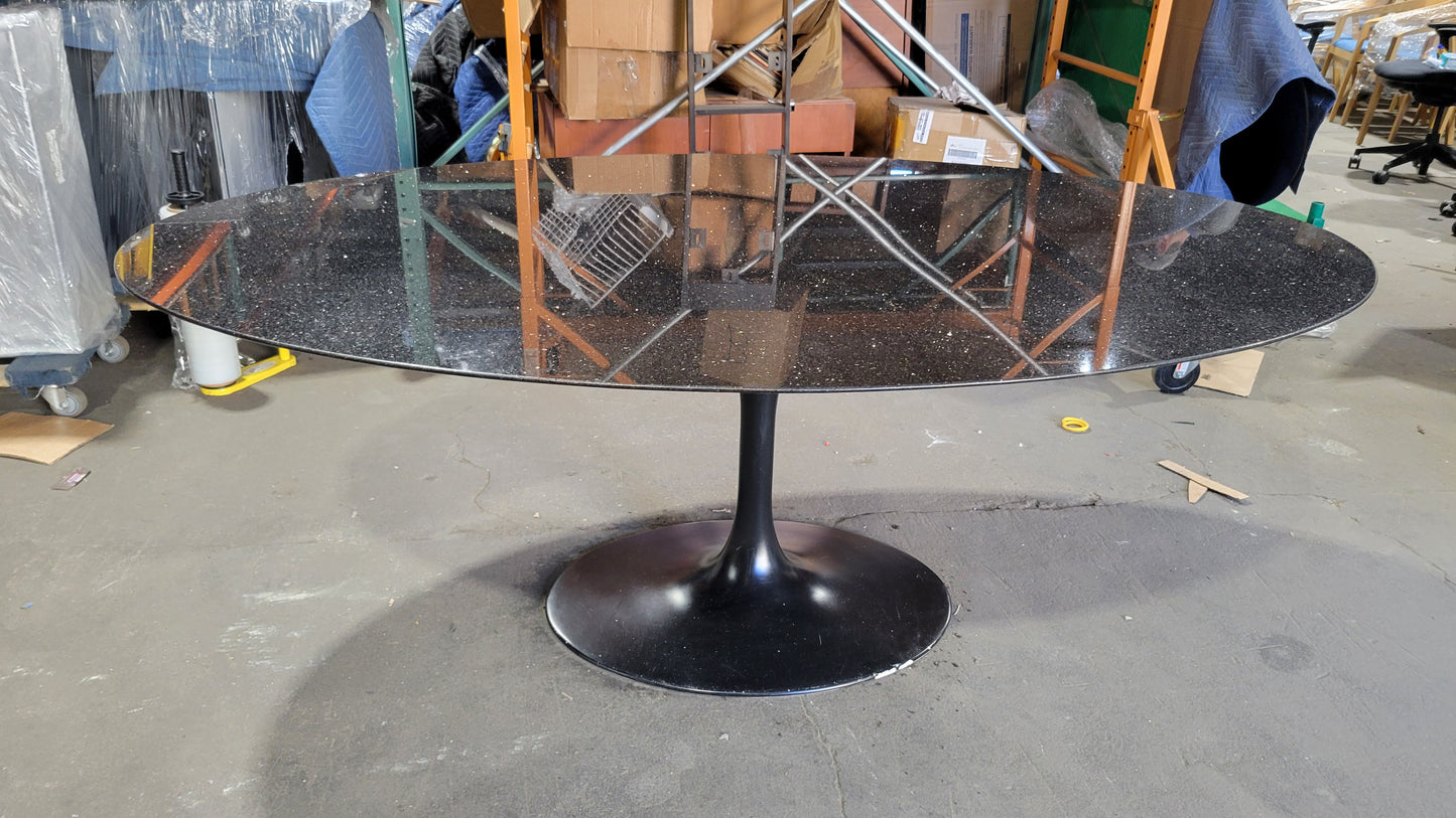 West Elm 6-ft Oval Tulip Dining Table with Black Stone Top